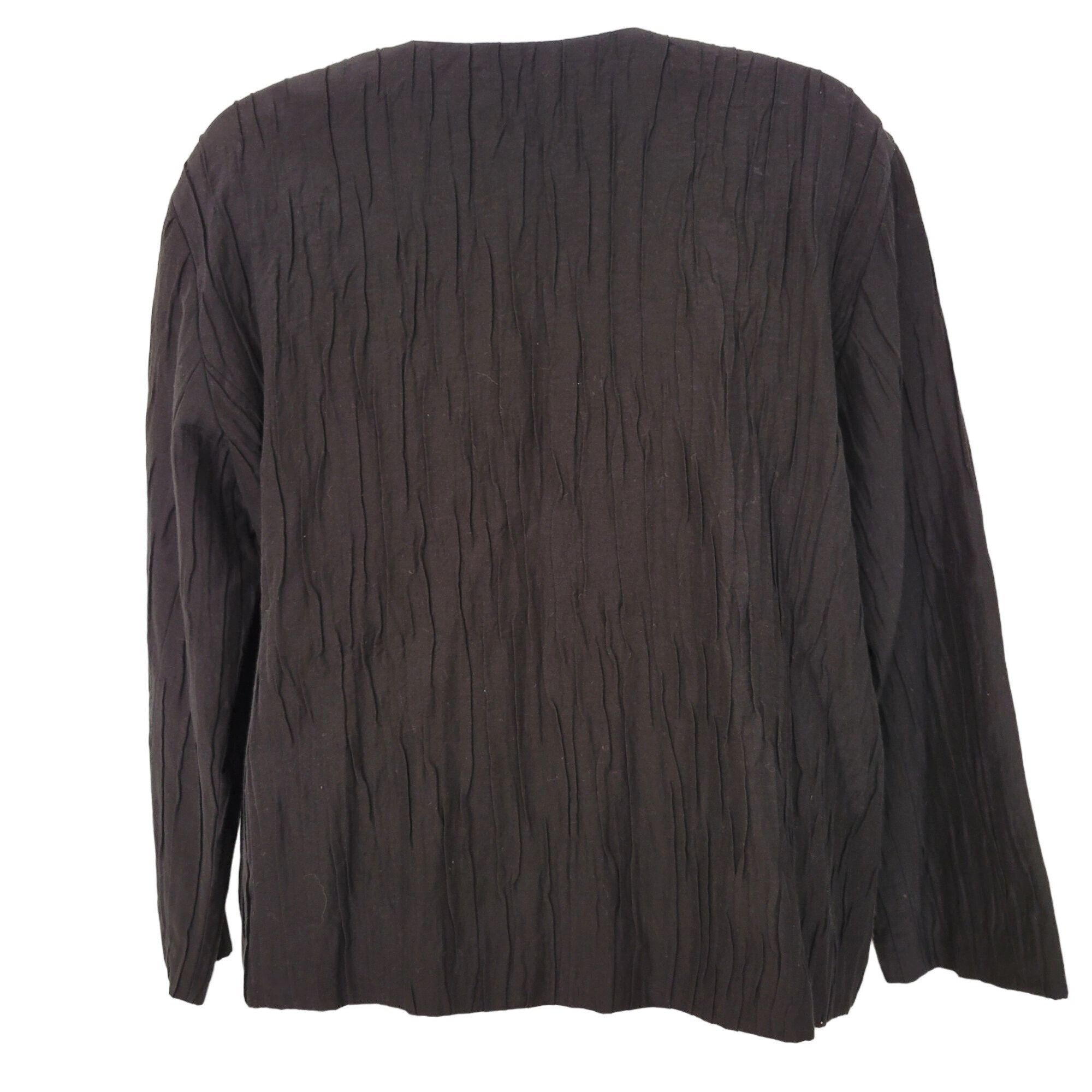 Eileen Fisher Eileen Fisher Black Crinkled Jacket XS Organic Cotton Silk B Size XS / US 0-2 / IT 36-38 - 2 Thumbnail