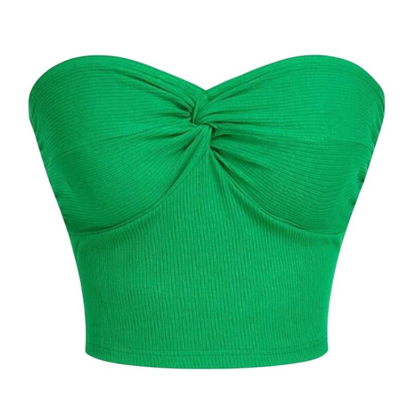 Shein Twist Front Tube Top in Green, Size L Size L / US 10 / IT 46 - 1 Thumbnail