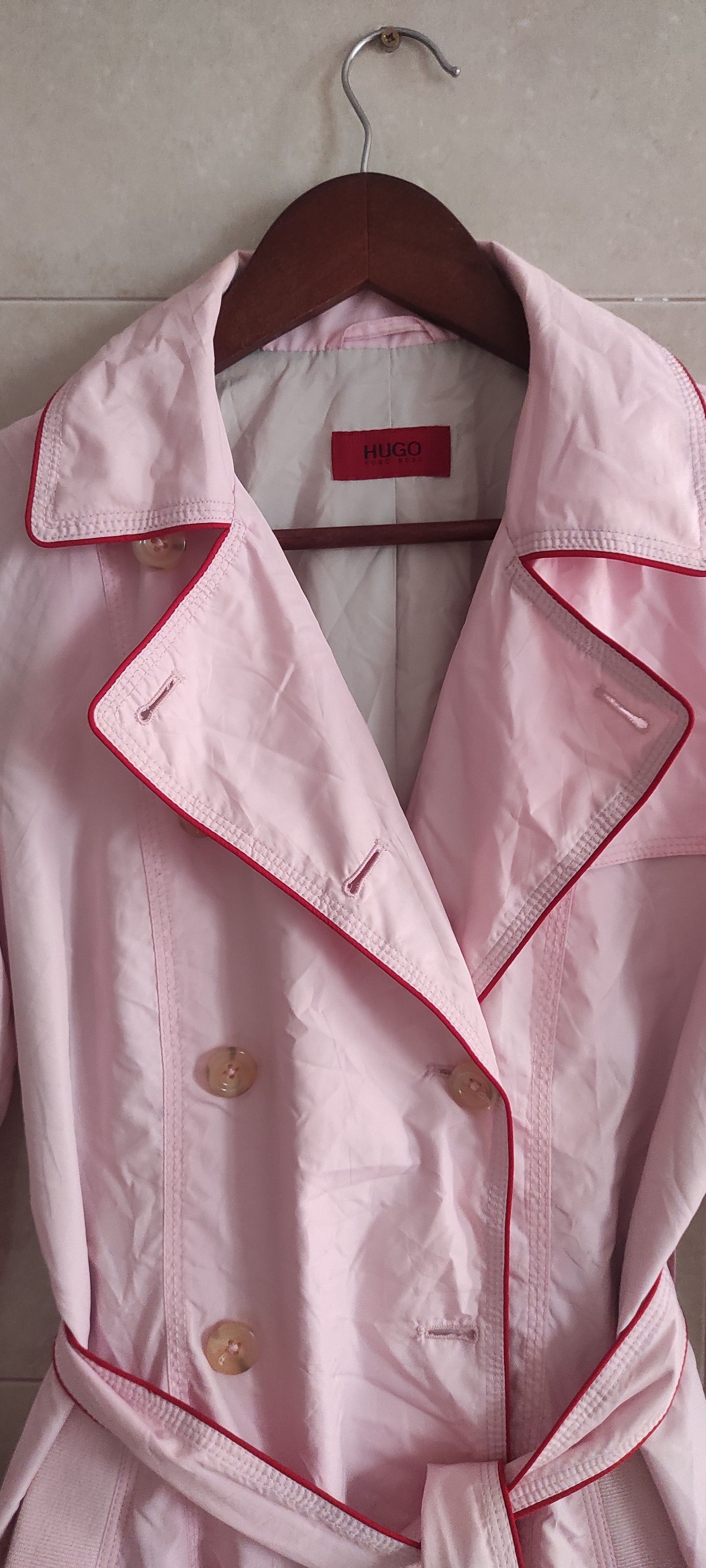 Hugo Boss × Vintage Hugo Boss Classic Double-breasted Trench Coat Light Pink Size S / US 4 / IT 40 - 9 Thumbnail