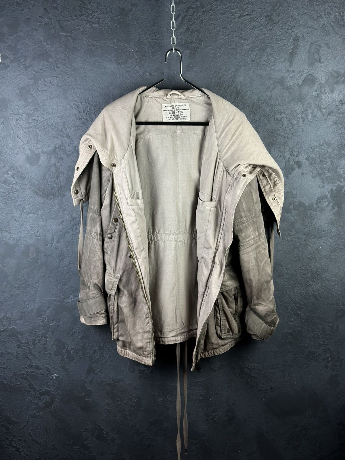 Allsaints AllSaints Parka Jacket Gray Faded Avant Garde Size US M / EU 48-50 / 2 - 4 Thumbnail