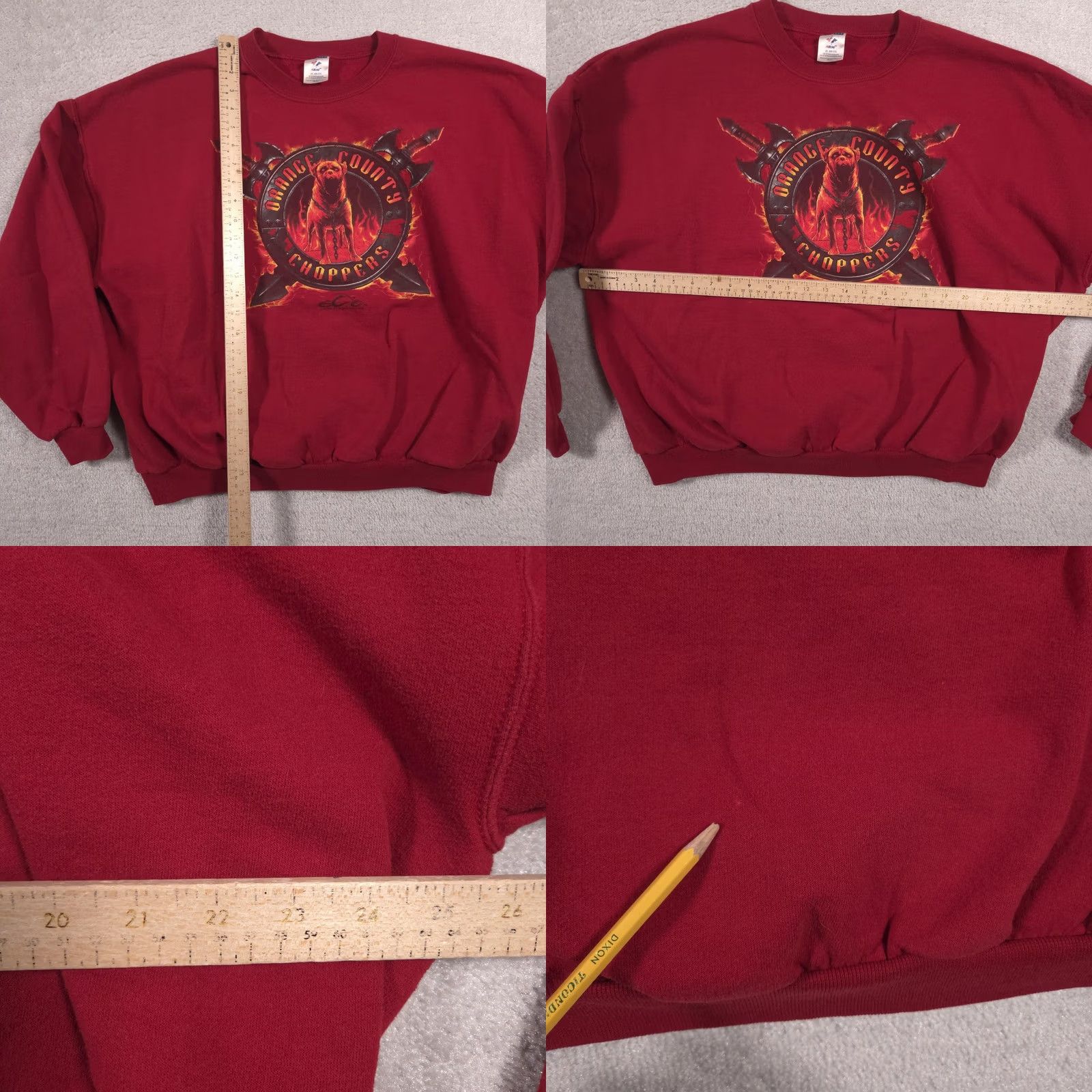 Jerzees Orange County Choppers Jerzees Sweatshirt Mens 2XL Red Dog Motorcycle Biker Graphic Print Pullover Crewneck Fleece Cotton Polyester Size US XXL / EU 58 / 5 - 8 Thumbnail