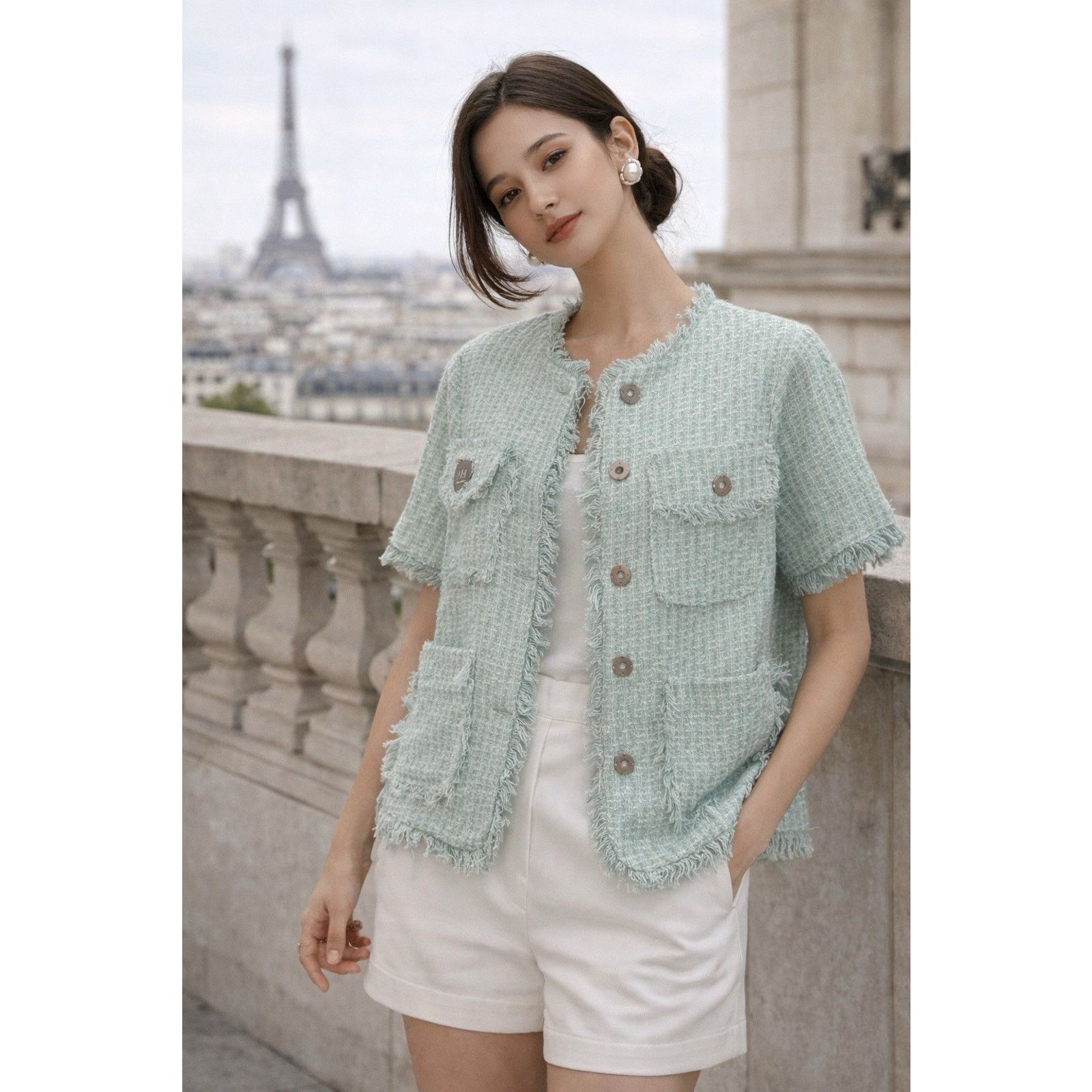 Other RIXO STREET Mint Tweed Wool Fringe Designer Blazer Jacket M Size M / US 6-8 / IT 42-44 - 1 Thumbnail