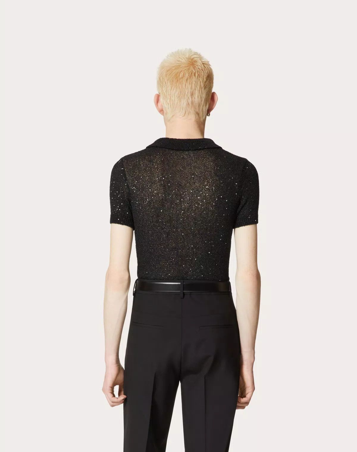 Valentino oc11z0625 Nylon Thread Polo Shirt in Black Size US M / EU 48-50 / 2 - 4 Thumbnail