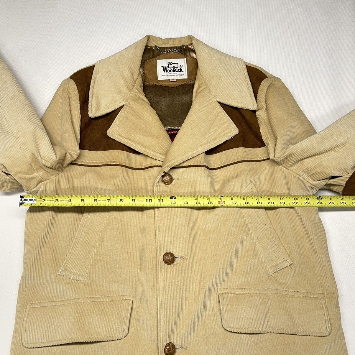 Vintage × Woolrich Woolen Mills VTG Woolrich Jacket Coat Corduroy Wool Lined Plaid Beige Size US S / EU 44-46 / 1 - 22 Thumbnail