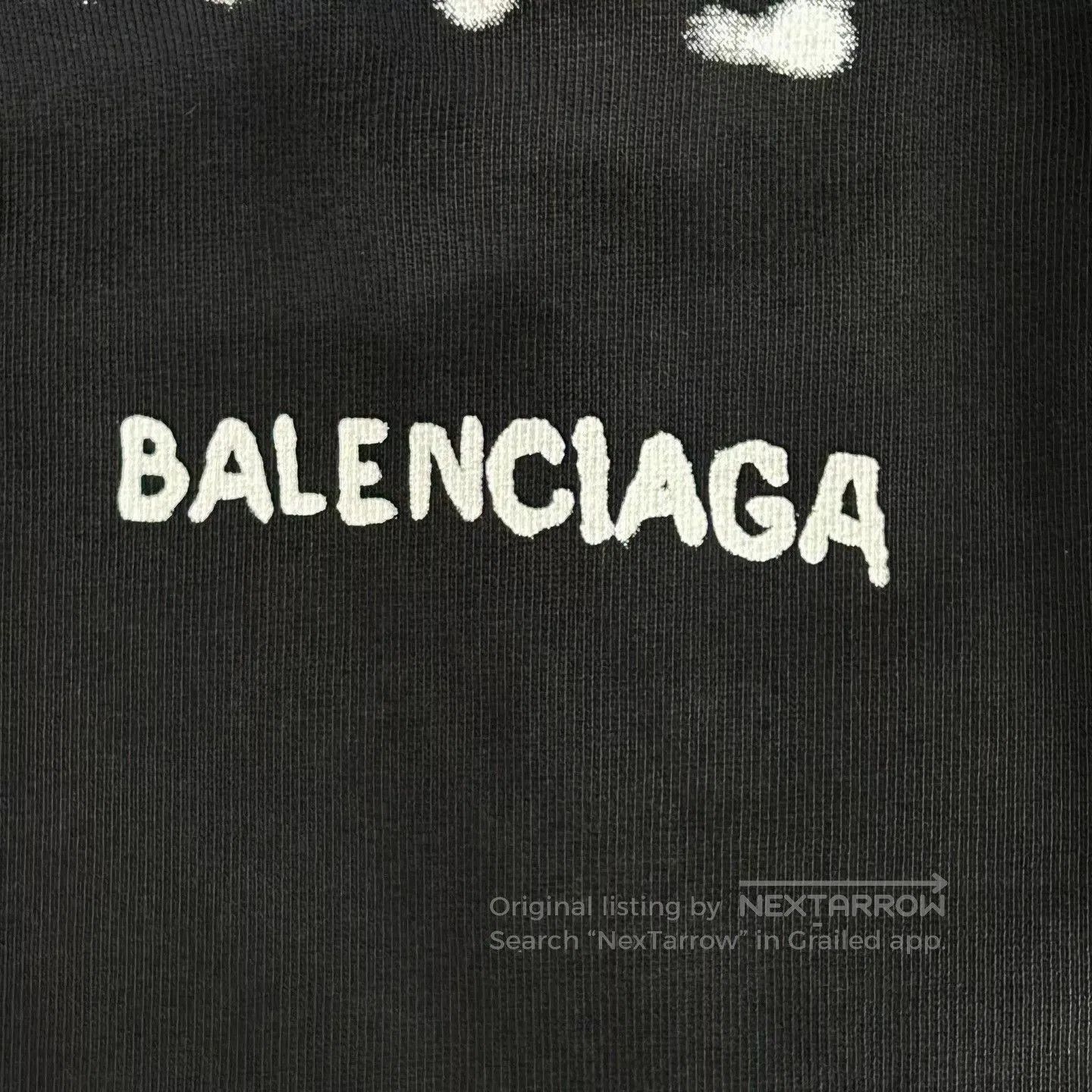 Balenciaga Black Printed Hoodie with Front Pocket. Size US S / EU 44-46 / 1 - 7 Thumbnail