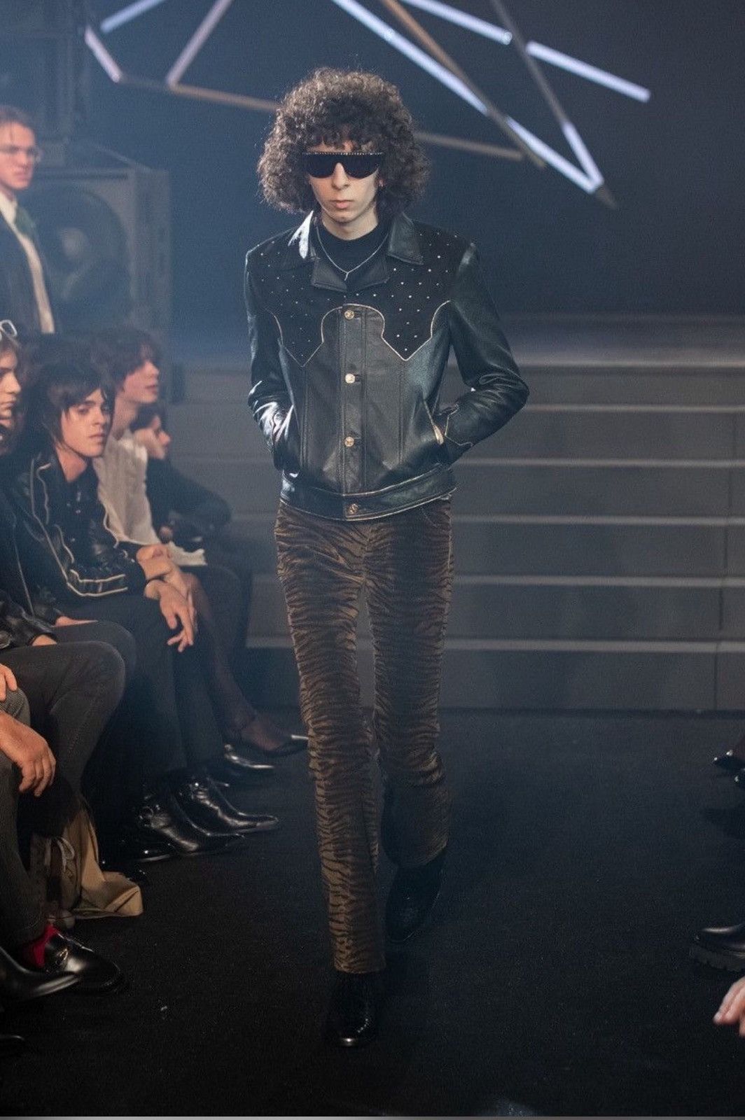 Celine FW23 Celine Dylan Corduroy Tiger Print Bootcut Trousers