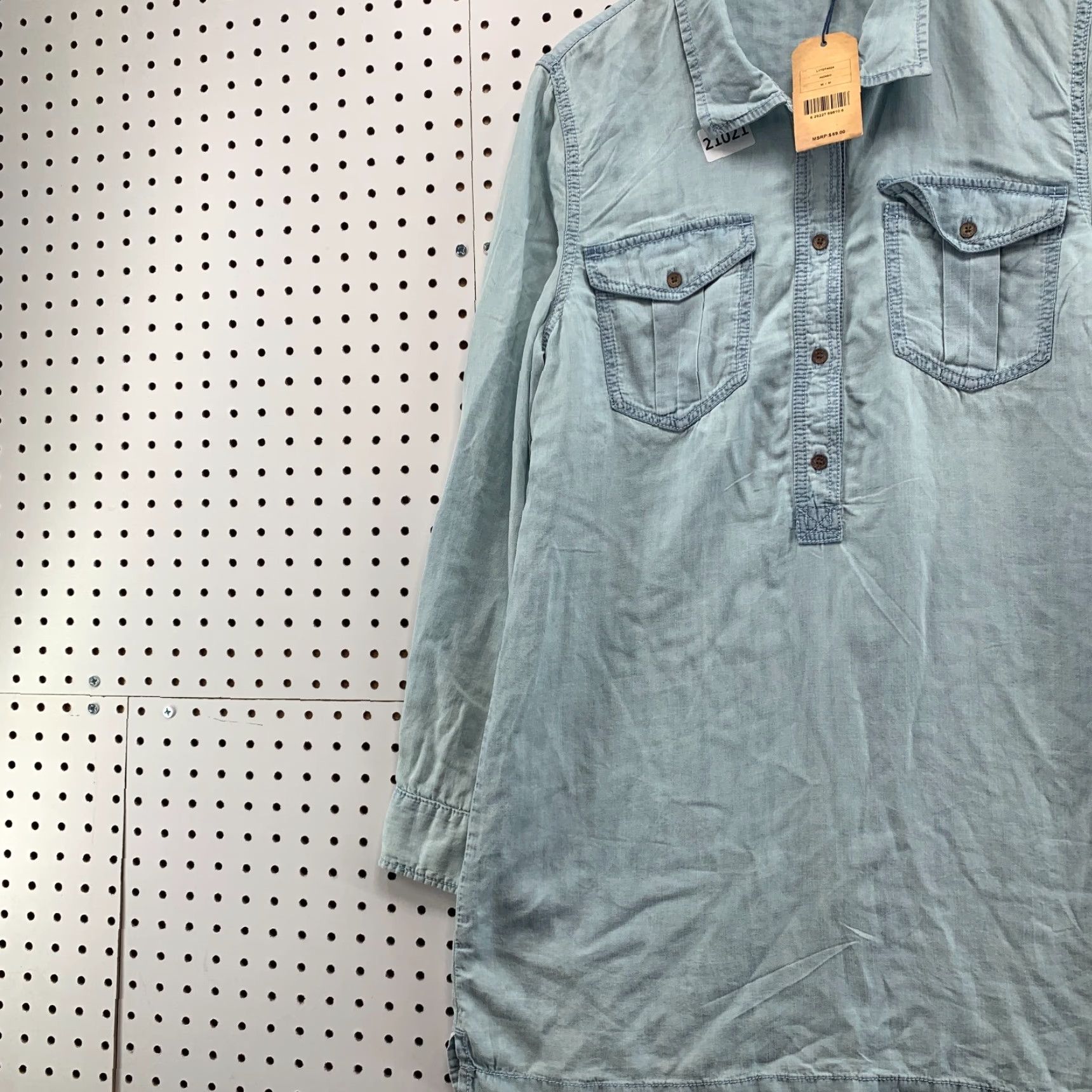 Silver Jeans Co. Silver Jeans CO Chambray Tunic Shirt Adult M Blue Henley Long Sleeve Womens Size M / US 6-8 / IT 42-44 - 3 Thumbnail