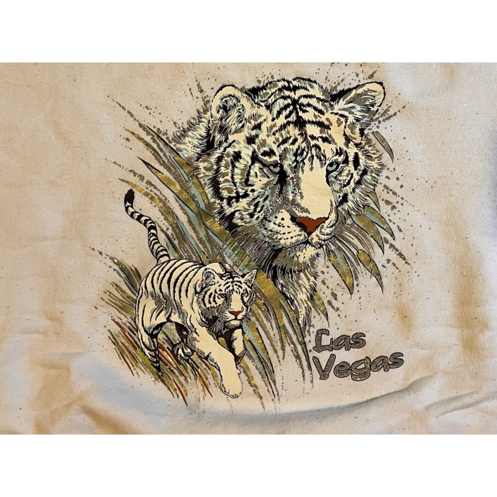 Hanes VINTAGE Hanes Sweatshirt Men 2XL White Tigers Las Vegas Cowboy City Graphic Print 90s Pullover Crew Neck Size US XXL / EU 58 / 5 - 3 Thumbnail