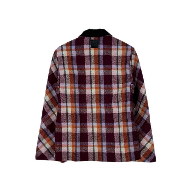 Loewe LOEWE Classic purple checkered leather logo woolen coat Size M / US 6-8 / IT 42-44 - 2 Thumbnail