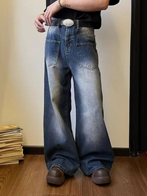 Japanese Brand Blue washed vintage stitching distressed jeans y2k Size US 32 / EU 48 - 5 Thumbnail