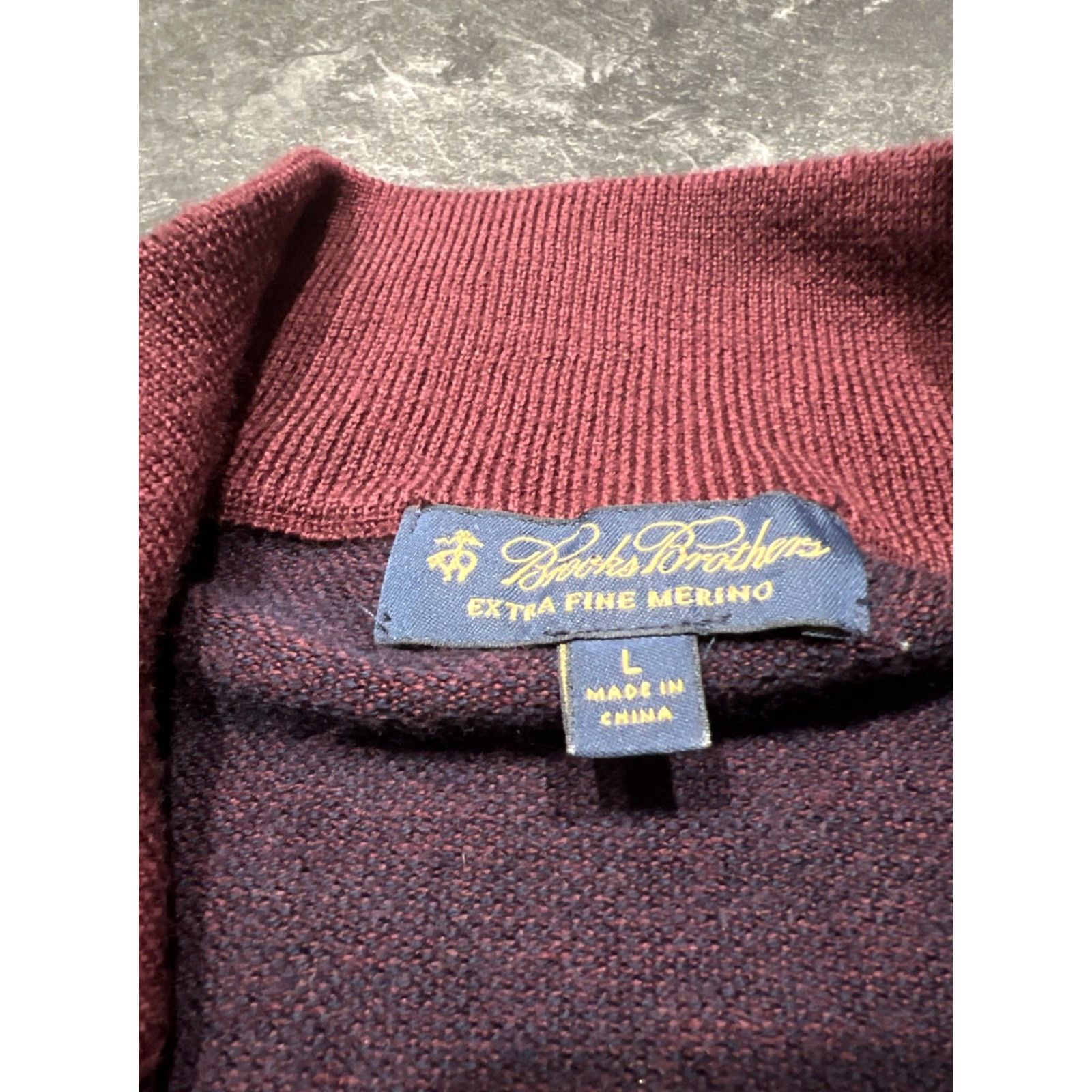 Brooks Brothers Brooks Brothers Men's L Sweater 1/4 Zip Pullover Wool Merino Knit Burgundy Regular Size L Mock Neck Zip Machine Washable Casual Golf Mens Size US L / EU 52-54 / 3 - 7 Thumbnail