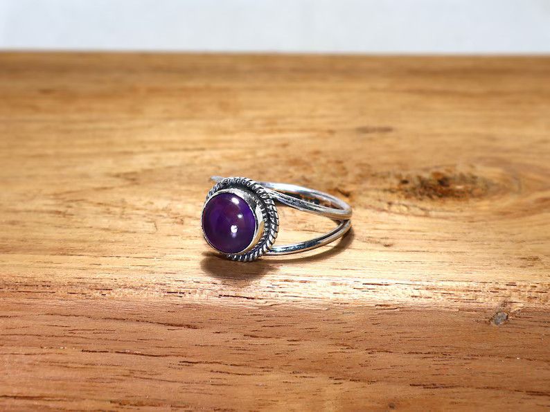 Handmade Amethyst Ring, 925 Sterling Silver Handmade Promise Jewelry Size ONE SIZE - 4 Thumbnail