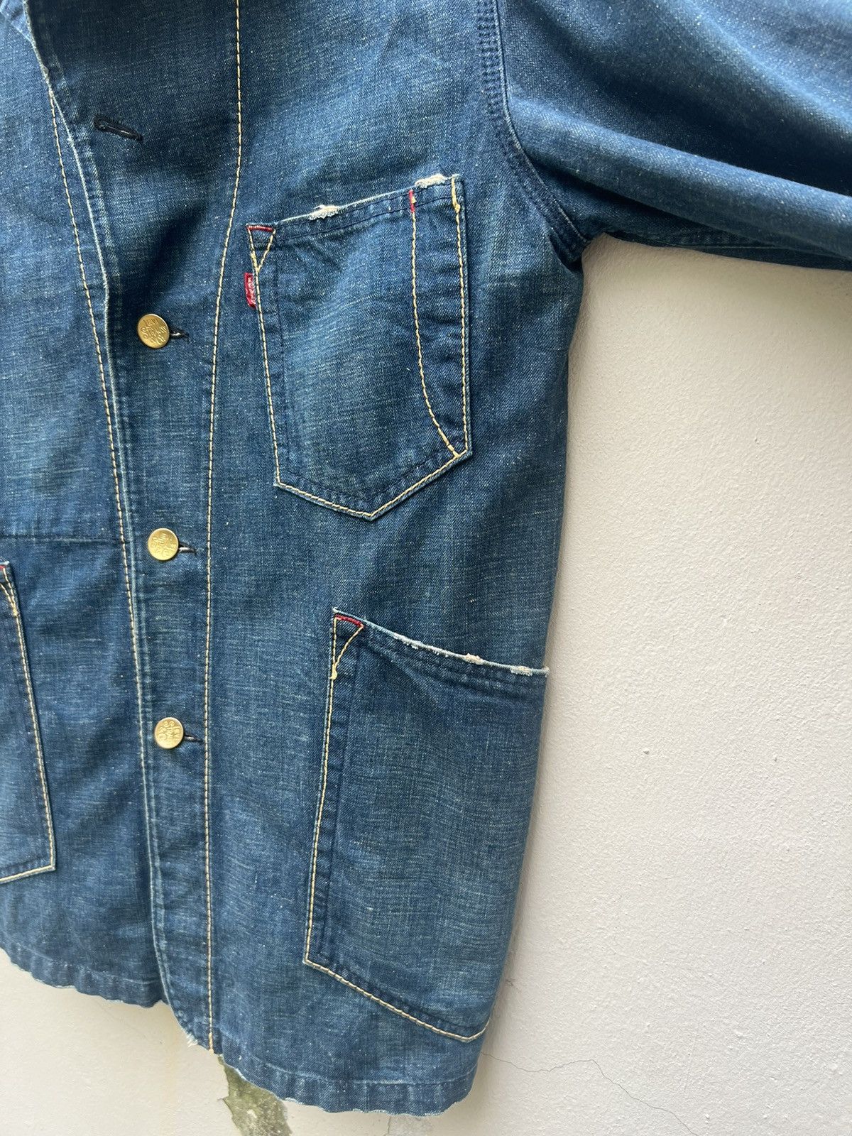 Levi's × Vintage Vintage 2002 Levi’s Redloop Distress Fade Denim Chore Jacket Size US M / EU 48-50 / 2 - 10 Thumbnail