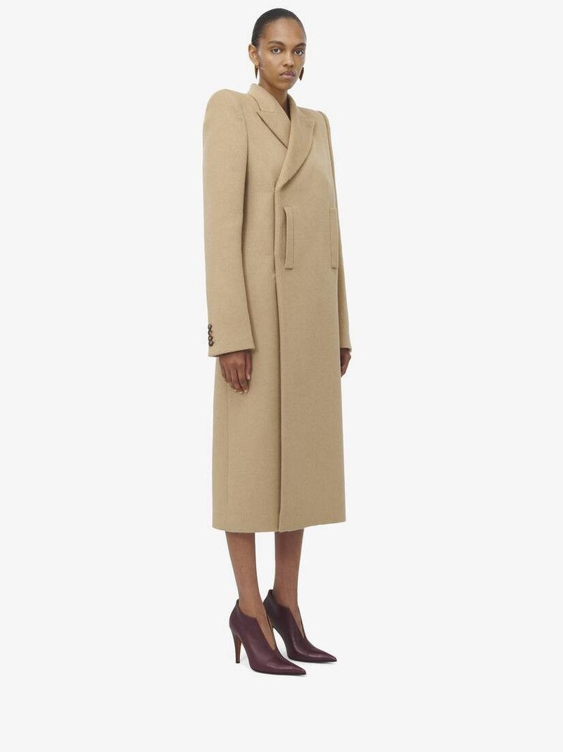 Alexander McQueen o1srvl11e0226 Tailored Coat In Beige Size XL / US 12-14 / IT 48-50 - 2 Thumbnail