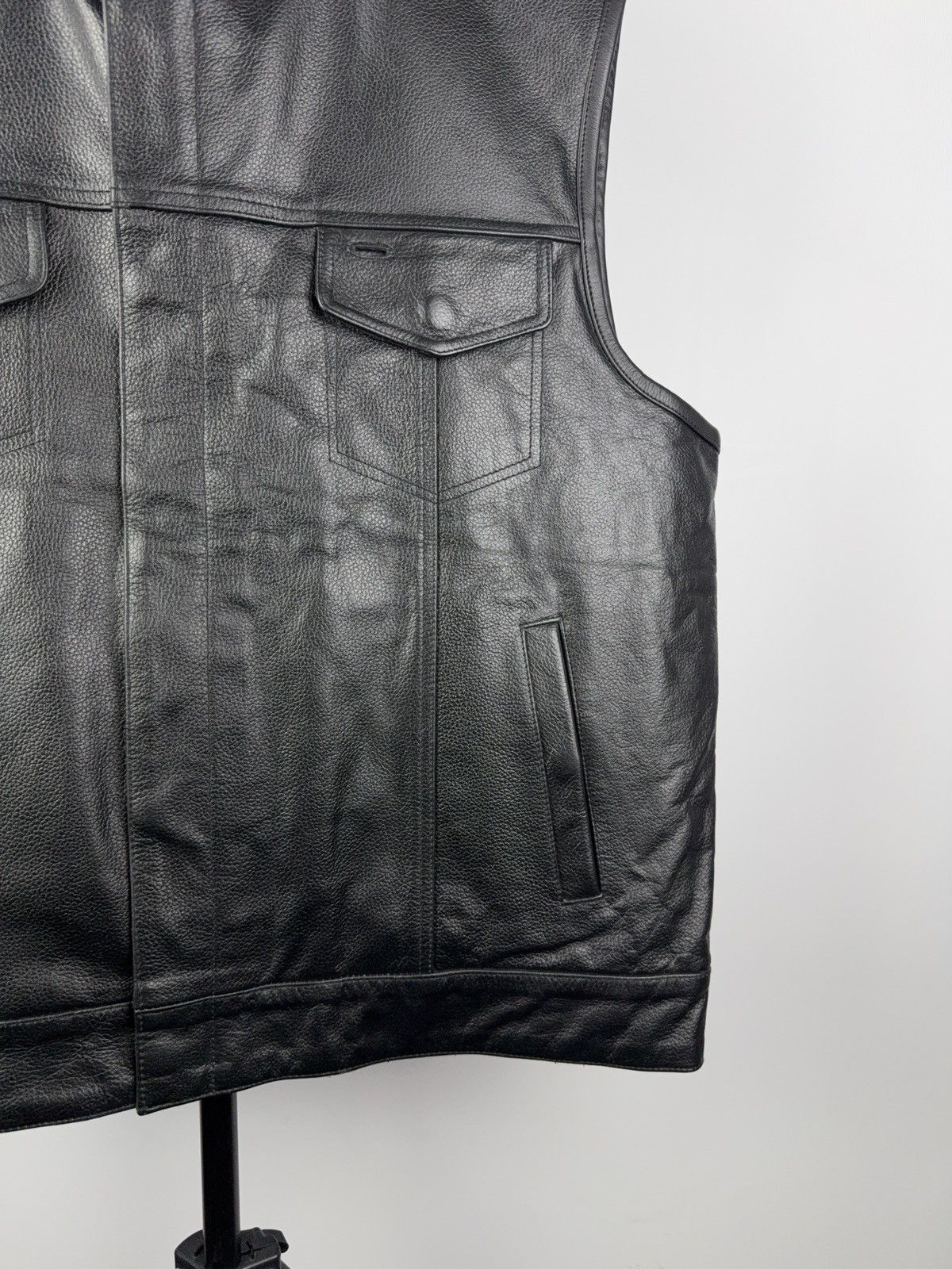 Leather Vintage 90s Genuine Leather MOTO Vest Rock Punk Rick Chrome Size US XL / EU 56 / 4 - 4 Thumbnail