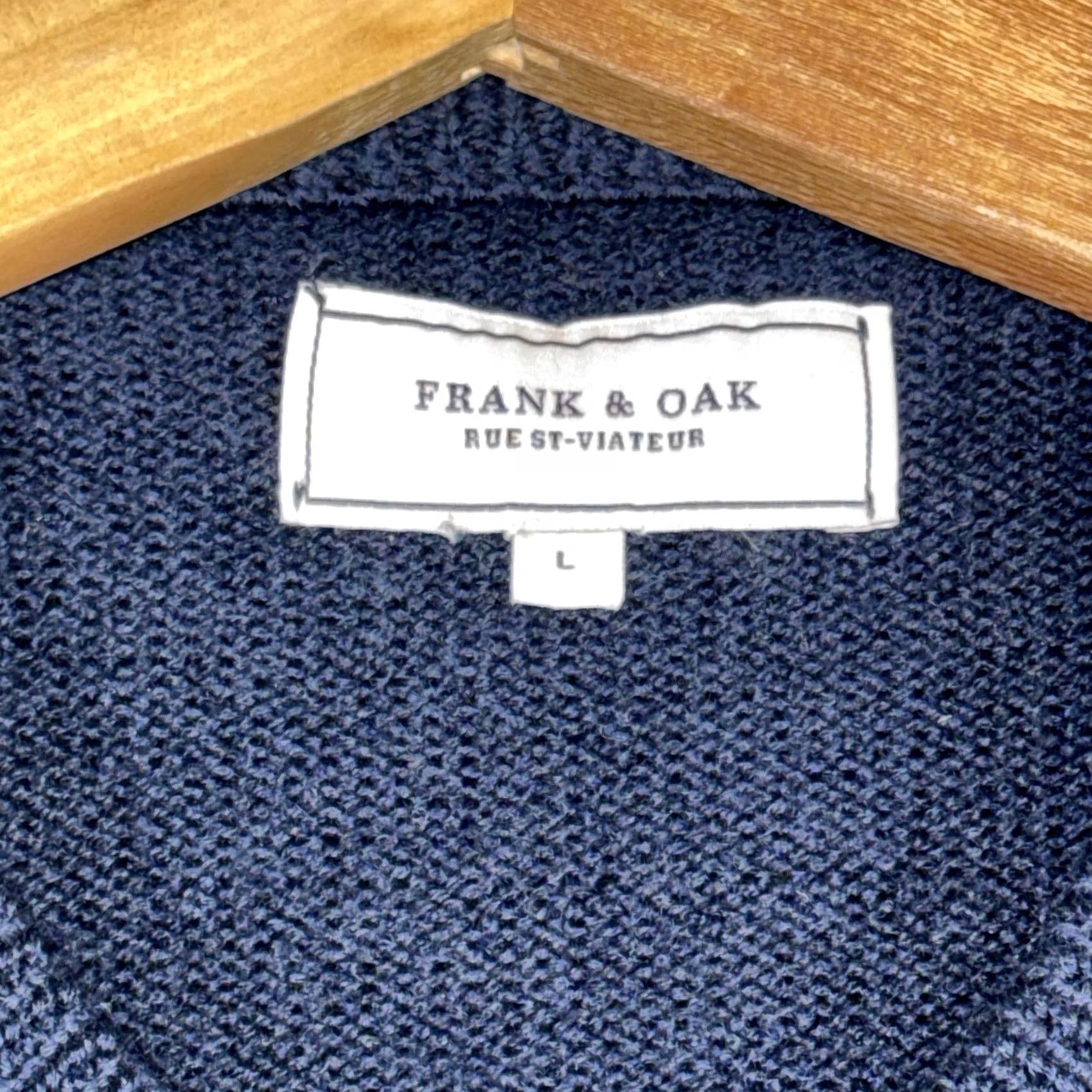 Frank And Oak Frank & Oak Sweater Mens Large Blue Crewneck Textured Front Knit Pullover Size US L / EU 52-54 / 3 - 4 Thumbnail