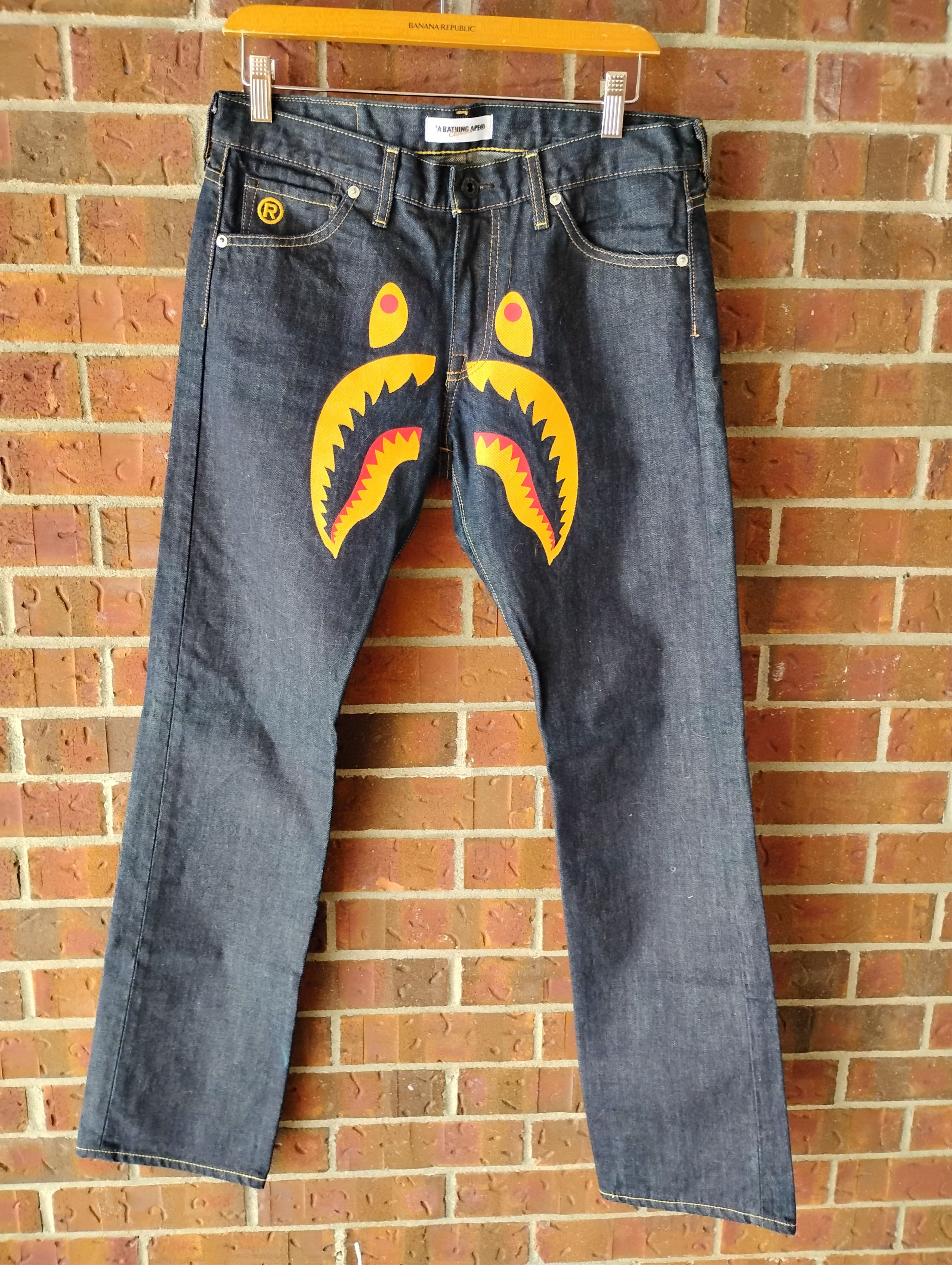Bape Bape shark face "WGM" indigo denim Size US 31 - 1 Thumbnail