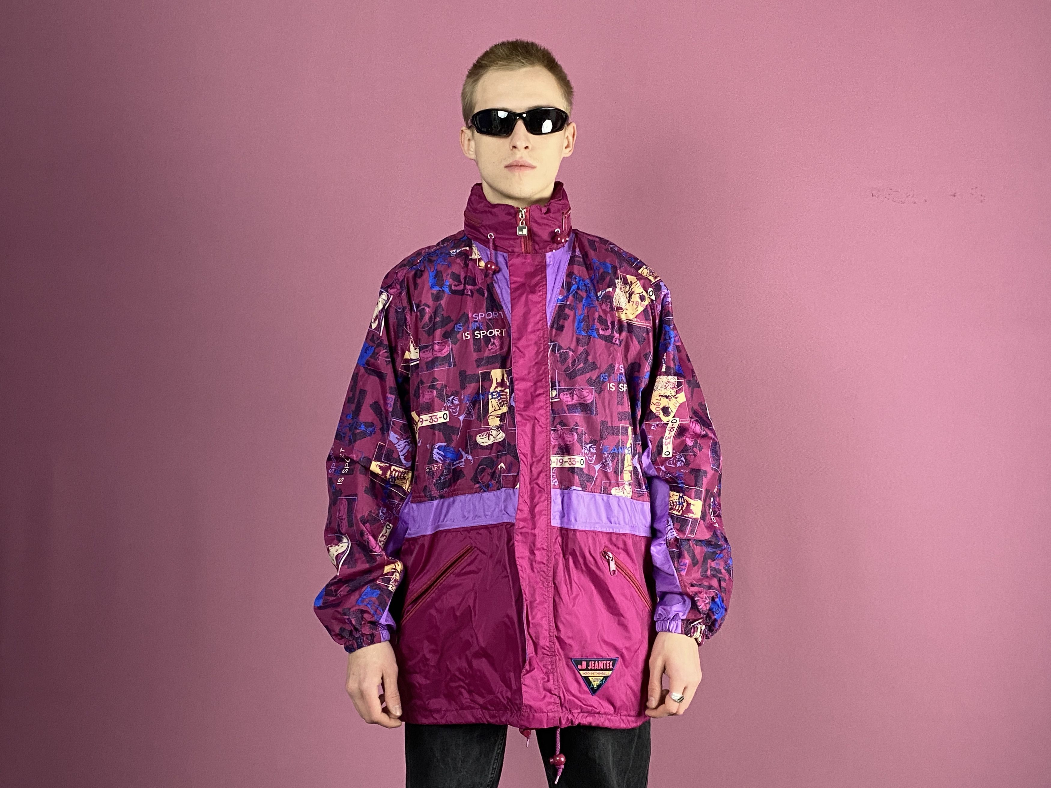 Vintage 90s Jeantex Vintage Men's Abstract Rain Jacket - M Size US M / EU 48-50 / 2 - 4 Thumbnail