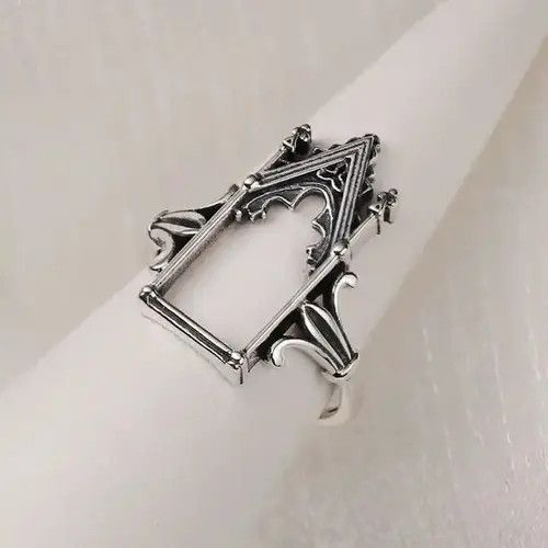 Other 925 Sterling Silver Castle Gothic Engagement Rings Size ONE SIZE - 1 Thumbnail