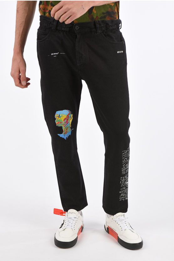 Off-White o1y0225 Logo Denim Pant in Black Size US 33 - 1 Thumbnail