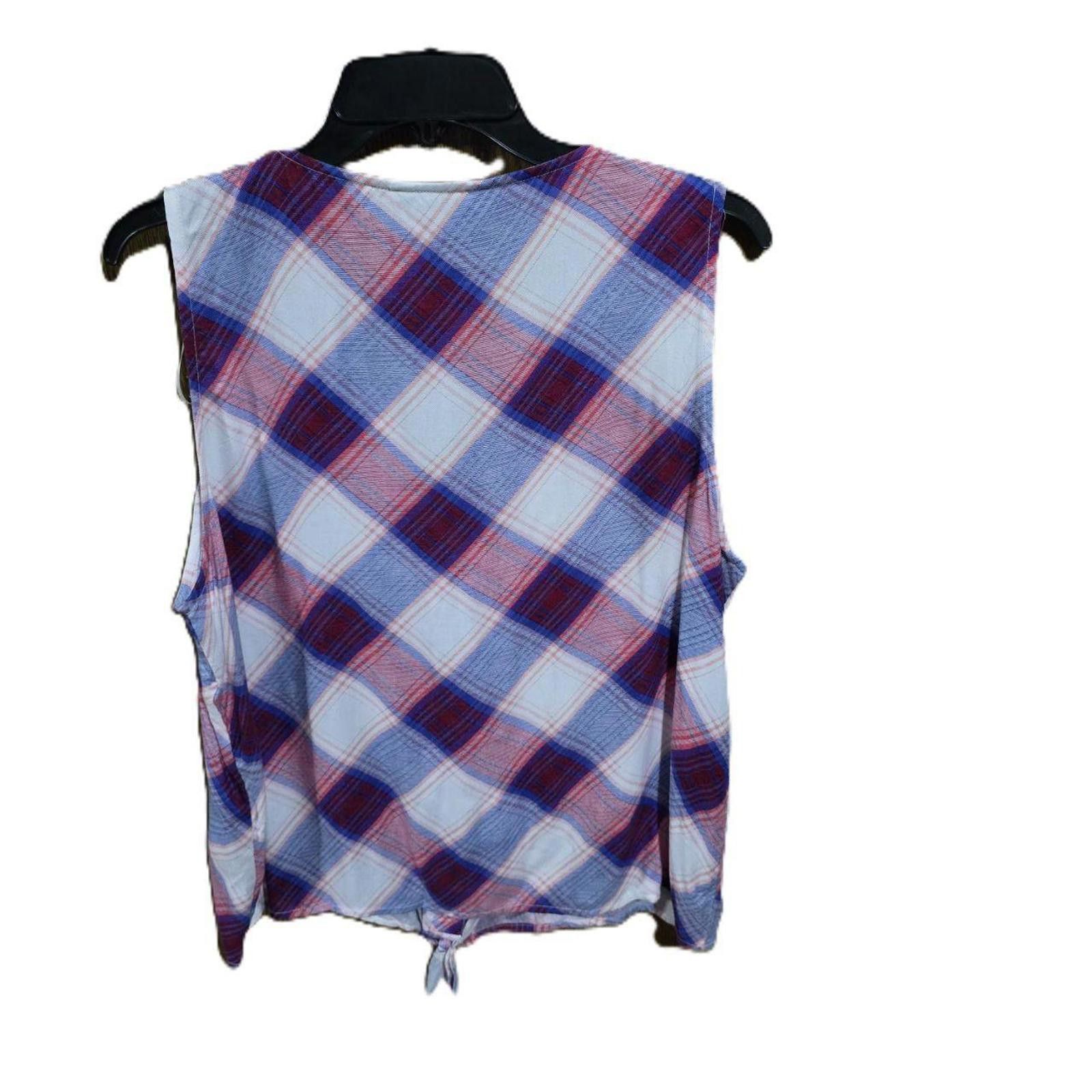 Other Rock and Republic Women's Blue & Red Sleeveless Top With Tie Size L / US 10 / IT 46 - 4 Thumbnail