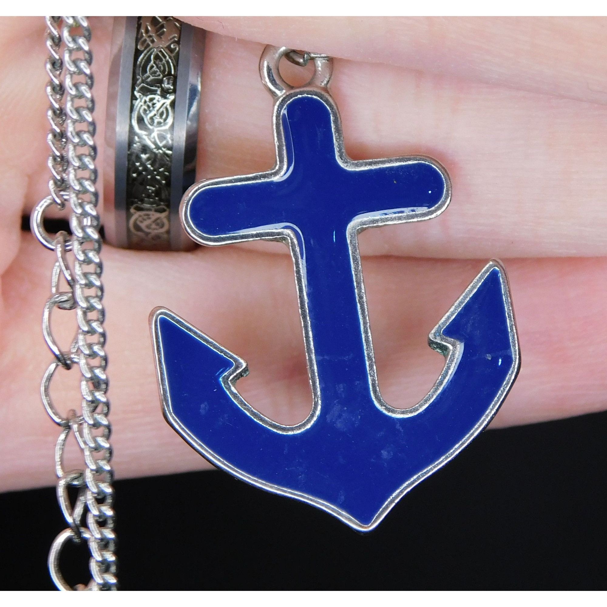 Other Nautical Preppy Blue Enamel Anchor Necklace Size ONE SIZE - 2 Thumbnail