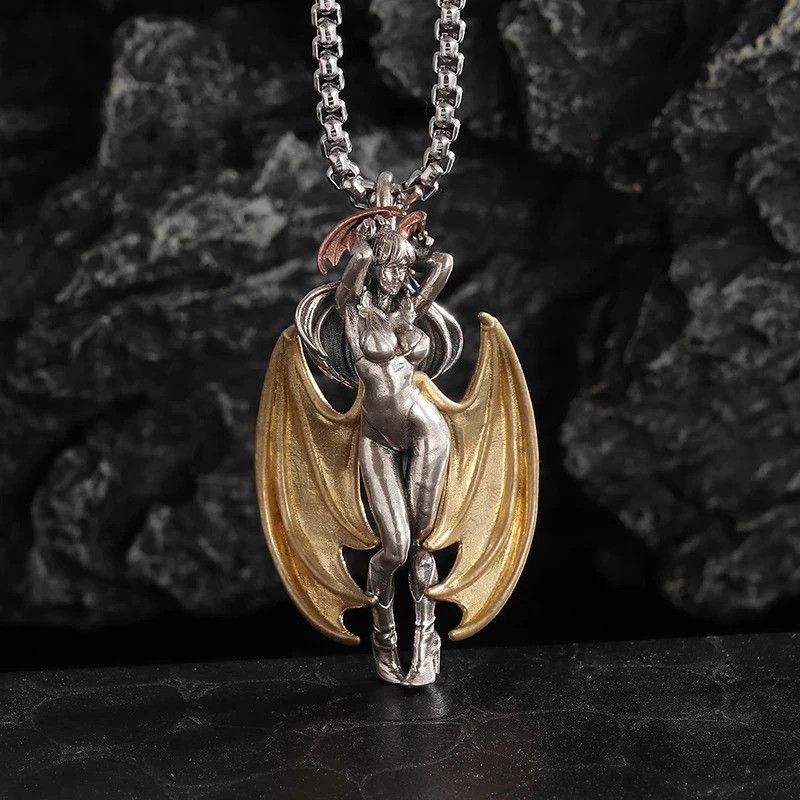 Vintage Gothic Golden Wings Angel Pendant Necklace Size ONE SIZE - 2 Thumbnail
