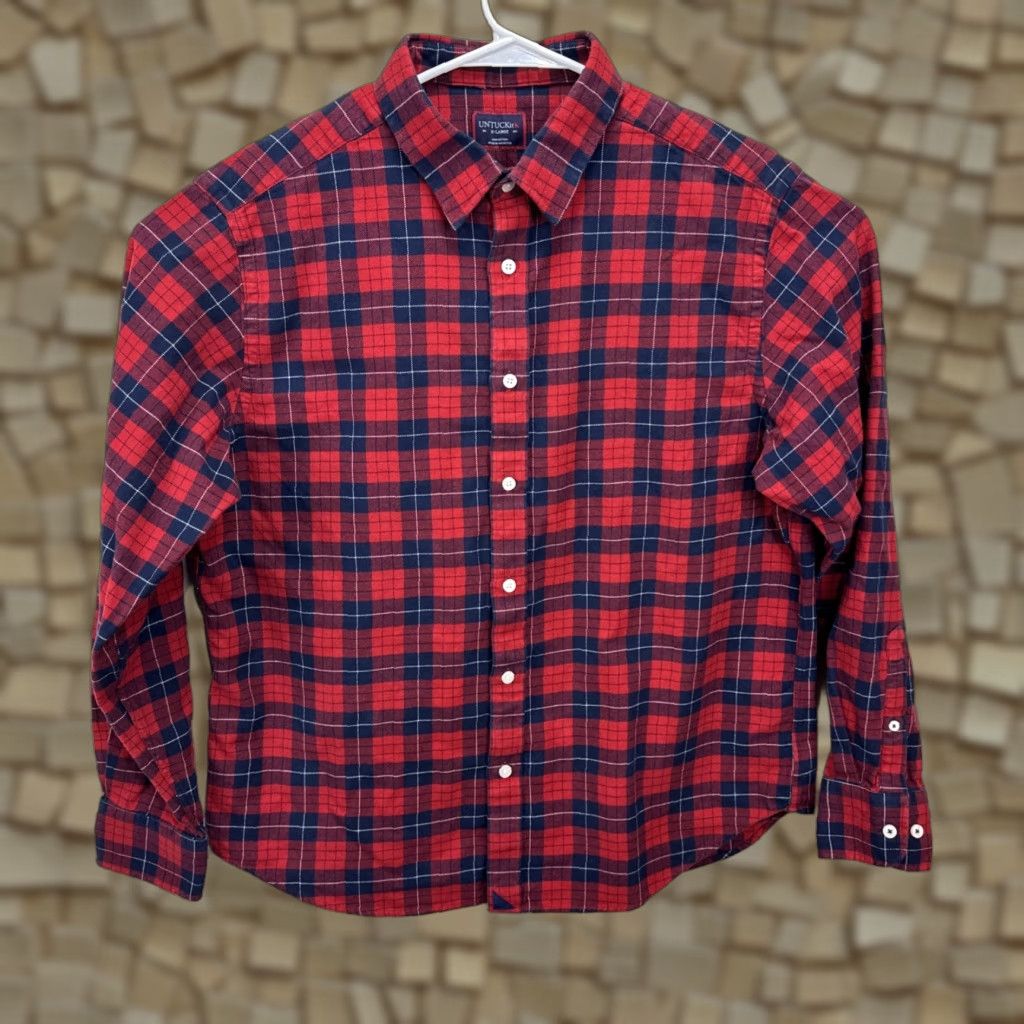 UNTUCKit UNTUCKit Daumas Shirt Mens XL Flannel Button-Up Red Check Casual Workwear Preppy 90s Style Mens XL Size US XL / EU 56 / 4 - 1 Thumbnail