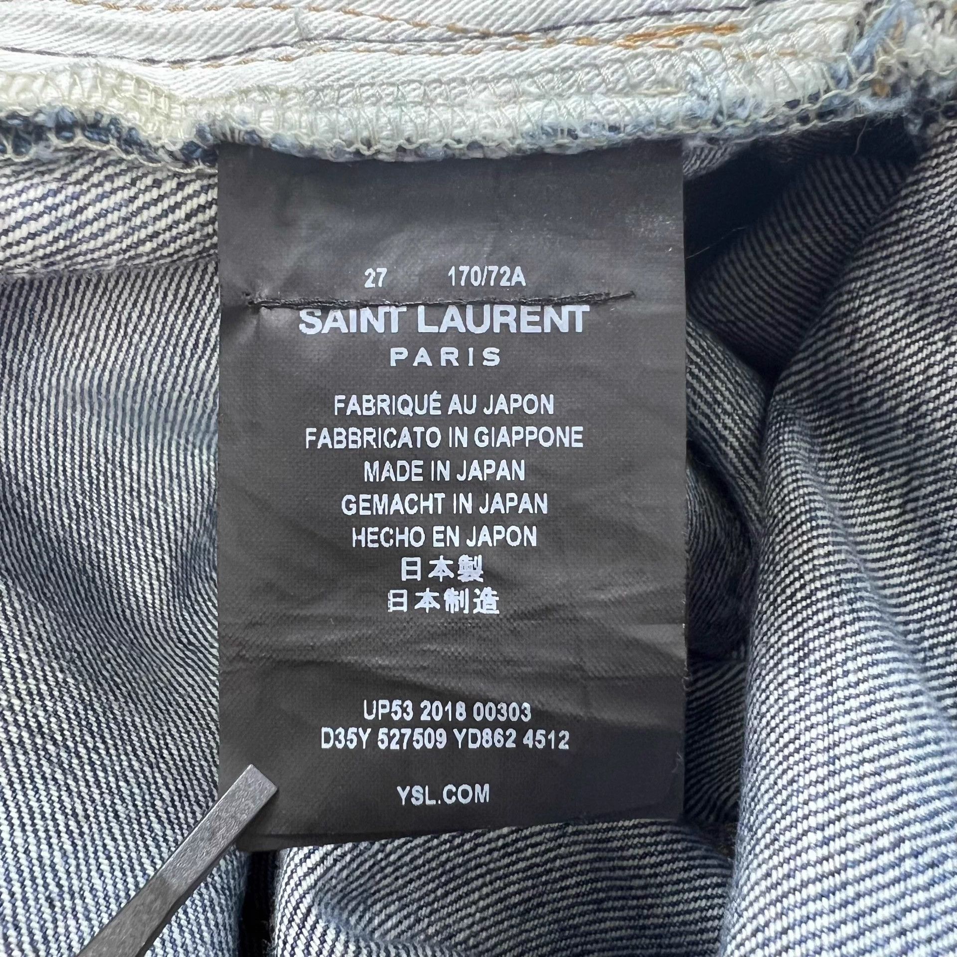 Saint Laurent Paris SLP 18fw cut patched distressed jeans men 27 natural fade Size US 27 - 6 Thumbnail