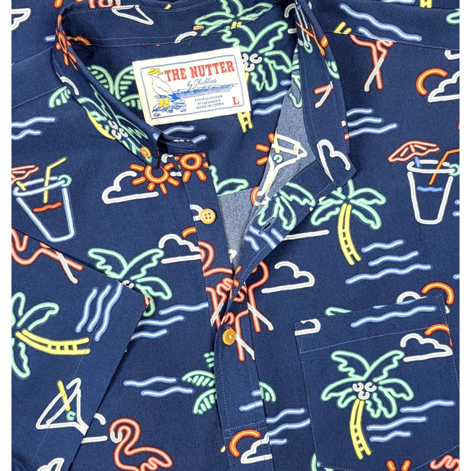 Chubbies Chubbies The Nutter Popover Shirt Mens L Blue Casual Polo 90s Beach Hawaii Novelty Art Colorful USA Size US L / EU 52-54 / 3 - 2 Thumbnail