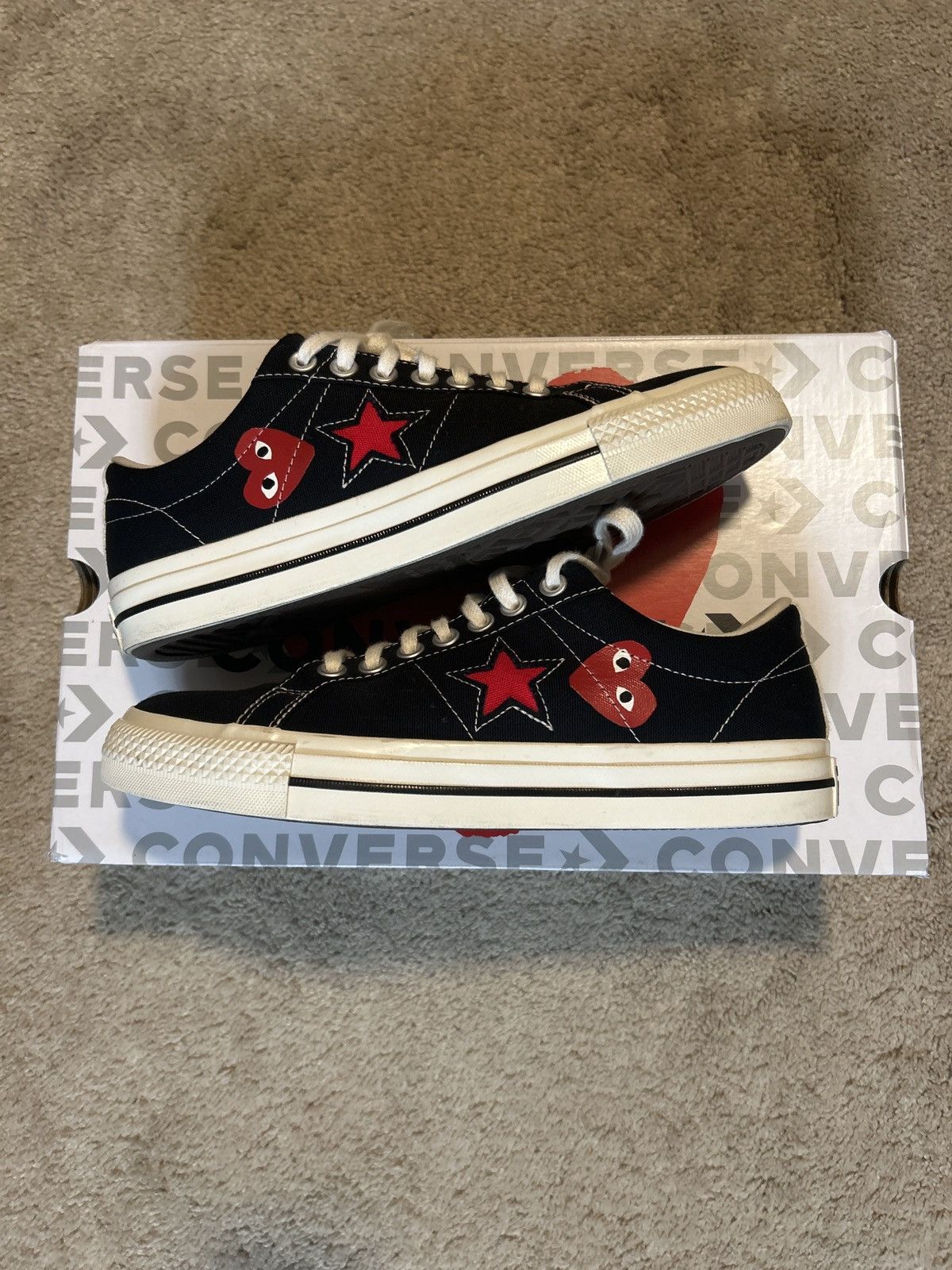 image of Comme Des Garcons x Converse Comme Des Garçon Converse One Star Shoes in Black, Men's (Size 10)
