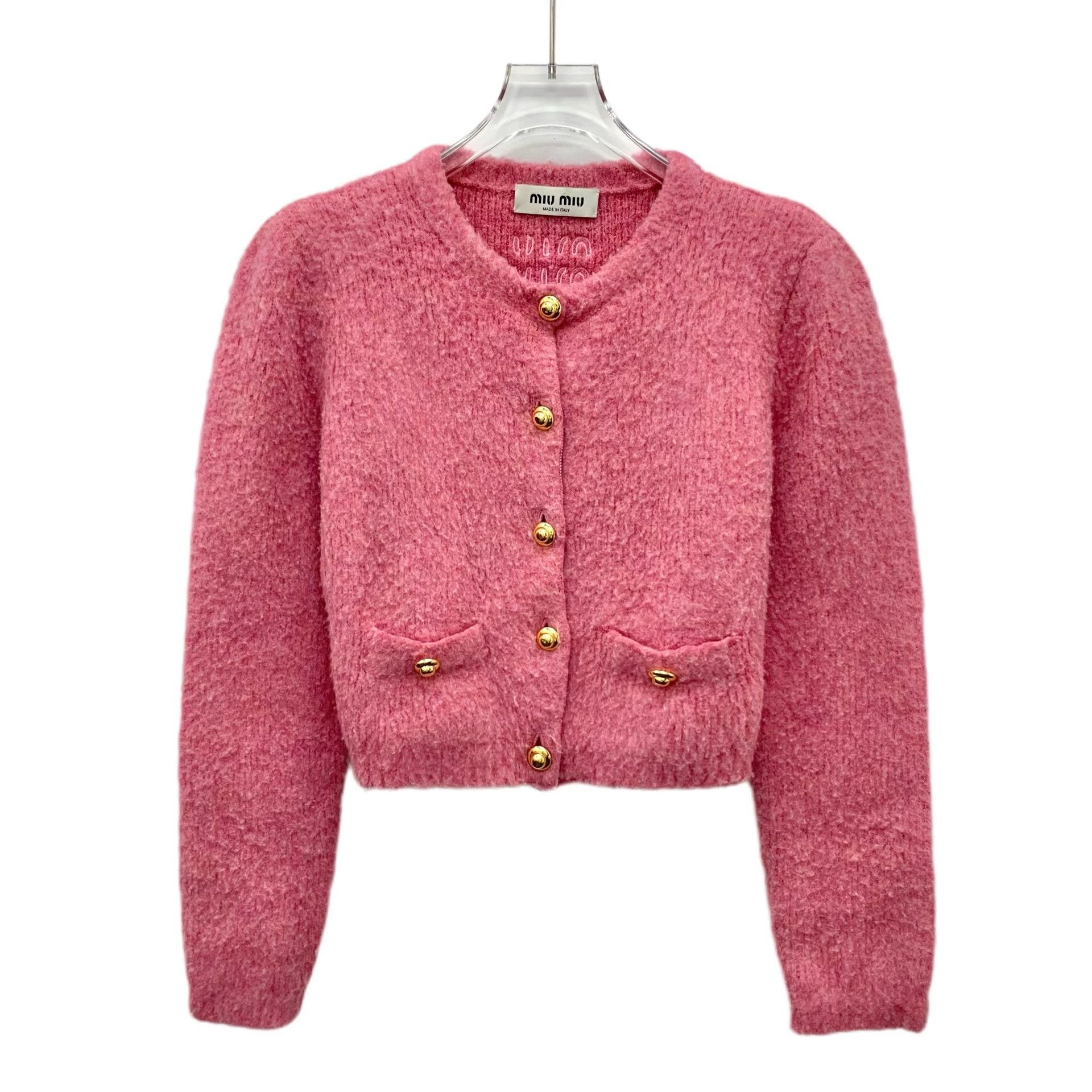 Miu Miu Miu Miu Pink Logo Embroidery Cardigan Size M / US 6-8 / IT 42-44 - 1 Thumbnail
