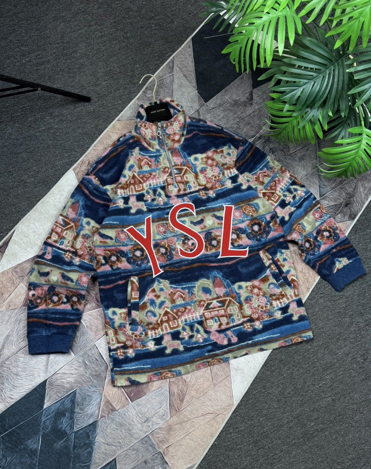 Japanese Brand YSL Fleece Yves Saint Laurent With Lightning and Big Logo Size US L / EU 52-54 / 3 - 20 Thumbnail