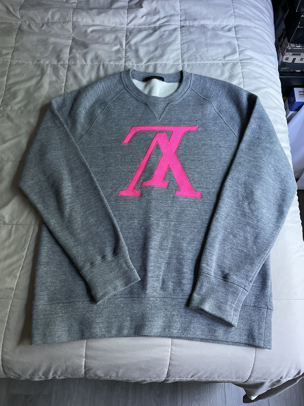 Louis Vuitton Louis Vuitton Grey Pink Upside Down Logo Sweatshirt Grailed