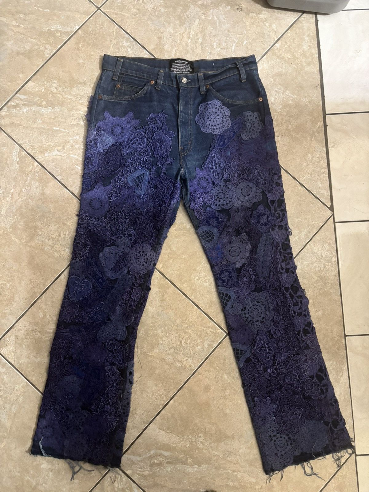 Earthling Earthling VIP denim lace pants Size US 34 / EU 50 - 1 Thumbnail