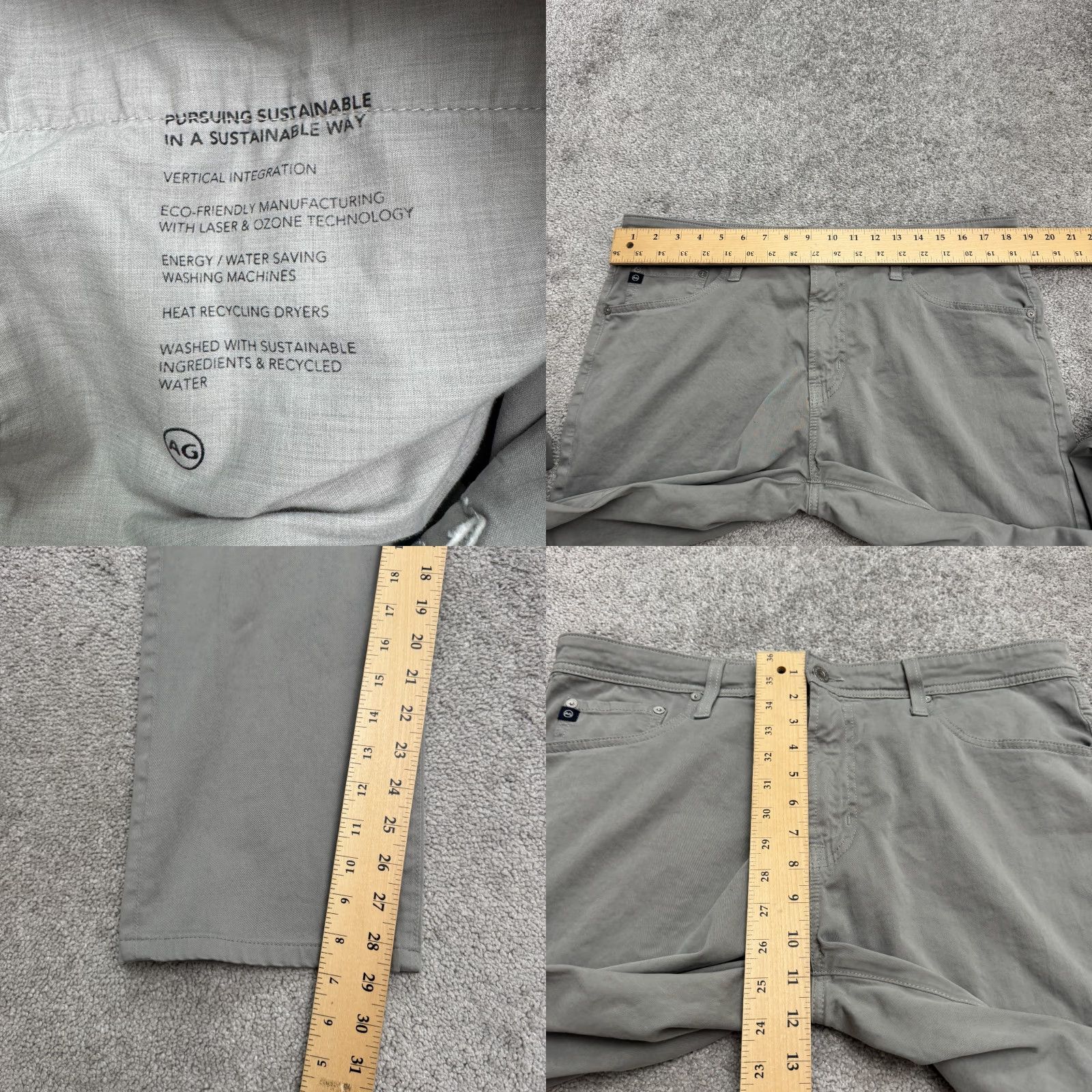 Vintage AG Adriano Goldschmied The Everett Slim Straight Chino Pants Mens 36x34 Gray Size US 36 / EU 52 - 9 Thumbnail