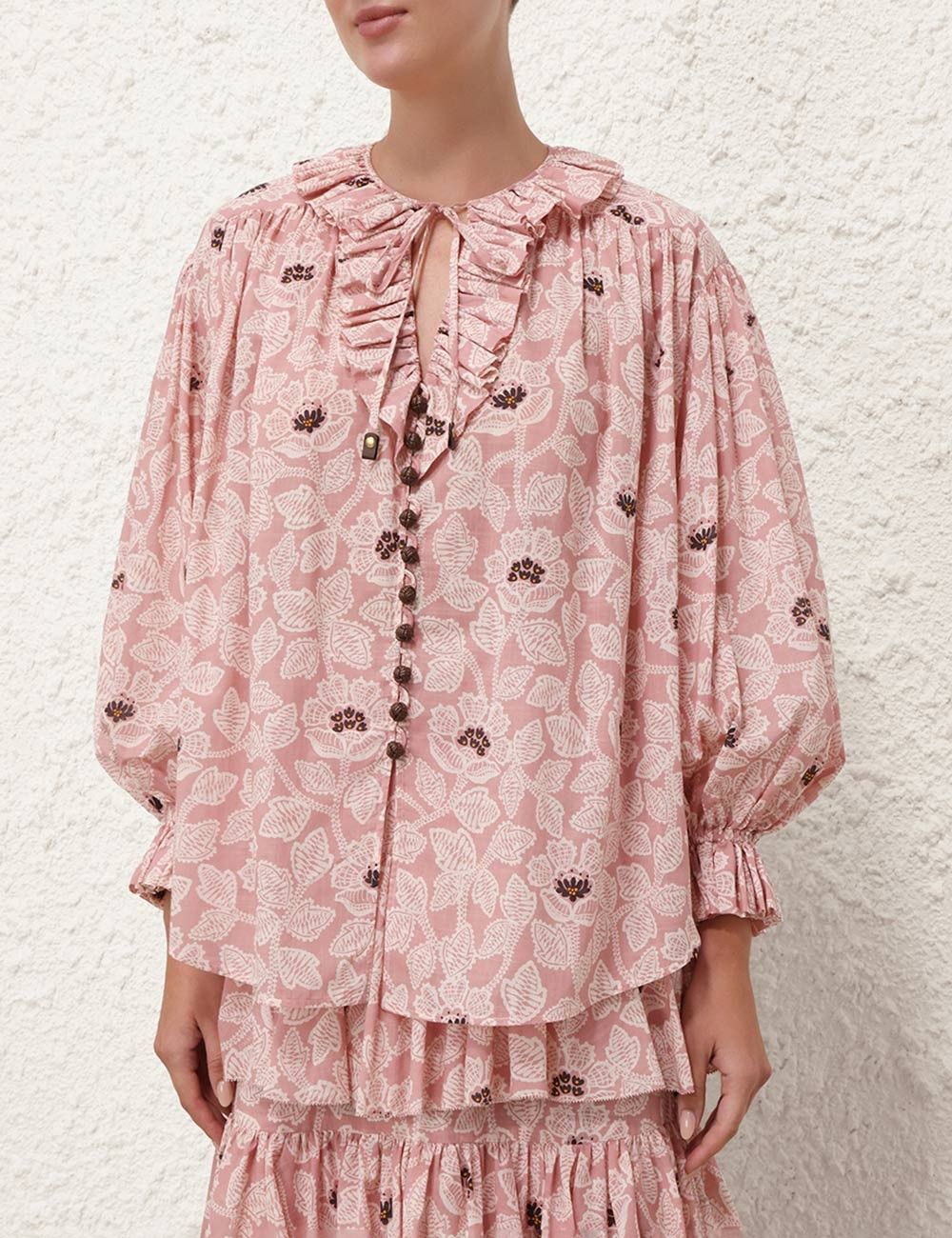 Zimmermann oc11z0525 Ottie Ruffle Neck Blouses in Multicolor Size L / US 10 / IT 46 - 5 Thumbnail
