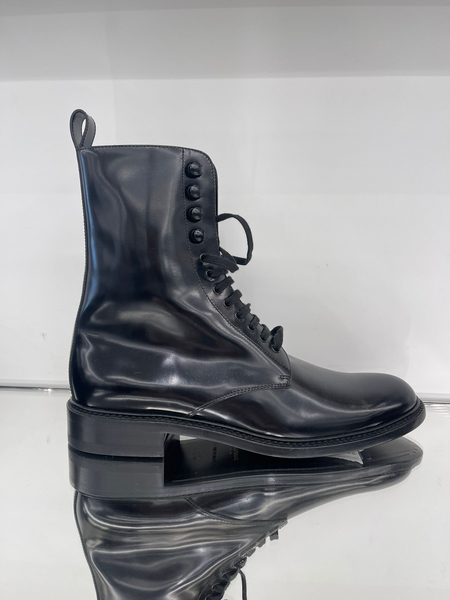 Saint Laurent Paris ARMY LACED BOOTS IN SHINY LEATHER Size US 7 / EU 40 - 1 Thumbnail