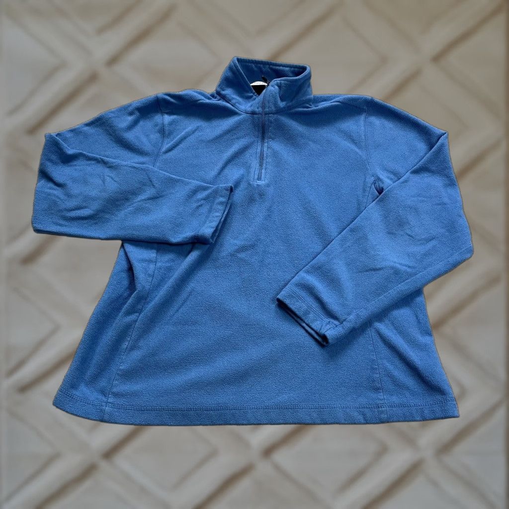 Lands' End Lands' End Fleece Jacket Women Solid Blue 1/4 Zip High Neck Outdoor Hiking Size S / US 4 / IT 40 - 1 Thumbnail
