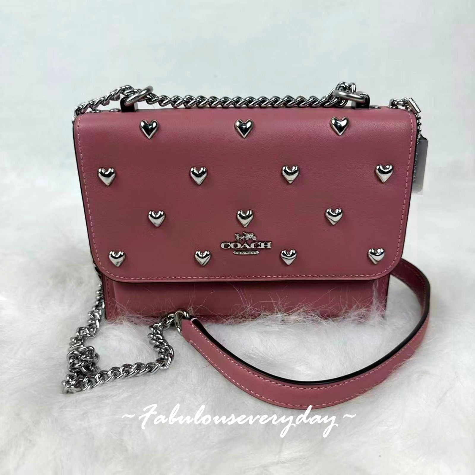 Coach Coach Mini Klare Crossbody Heart Rivets/Leather/Silver/Peony Size ONE SIZE - 1 Thumbnail