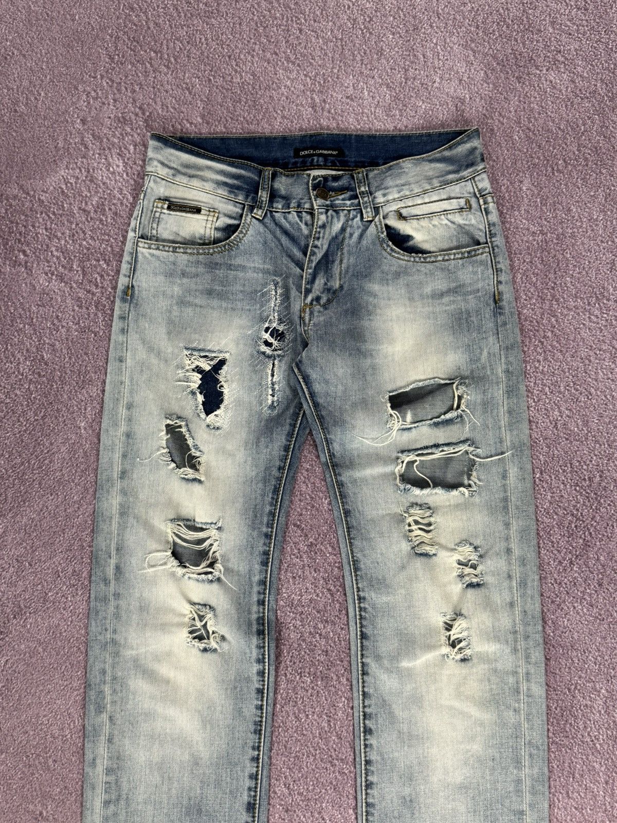 Dolce & Gabbana D&G Dolce & Gabbana Y2K Ribbed Denim Faded Jeans Size 32" / US 10 / IT 46 - 3 Thumbnail