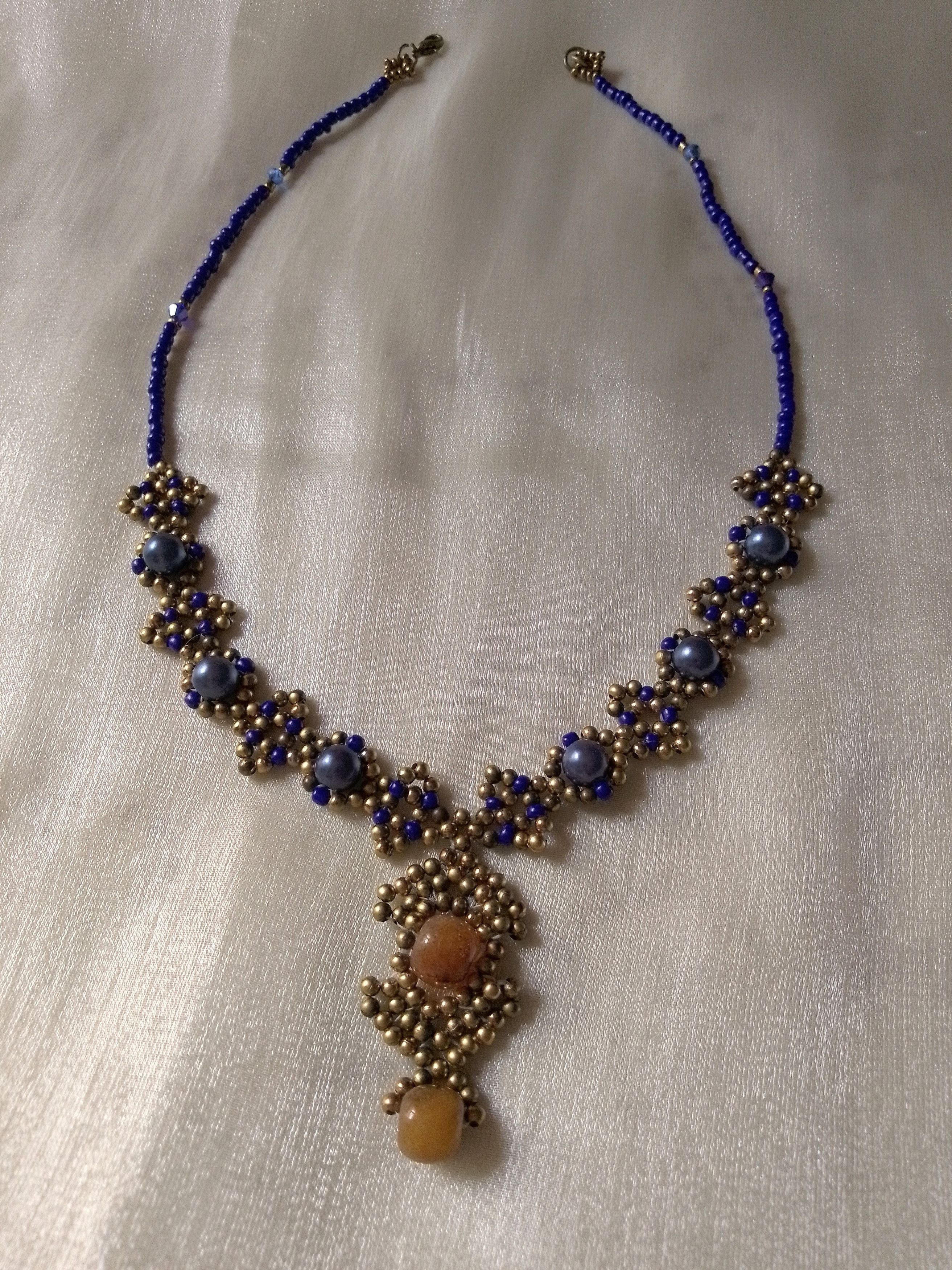 Handmade Vintage necklace Pendant with natural jade gemstones Size ONE SIZE - 7 Thumbnail