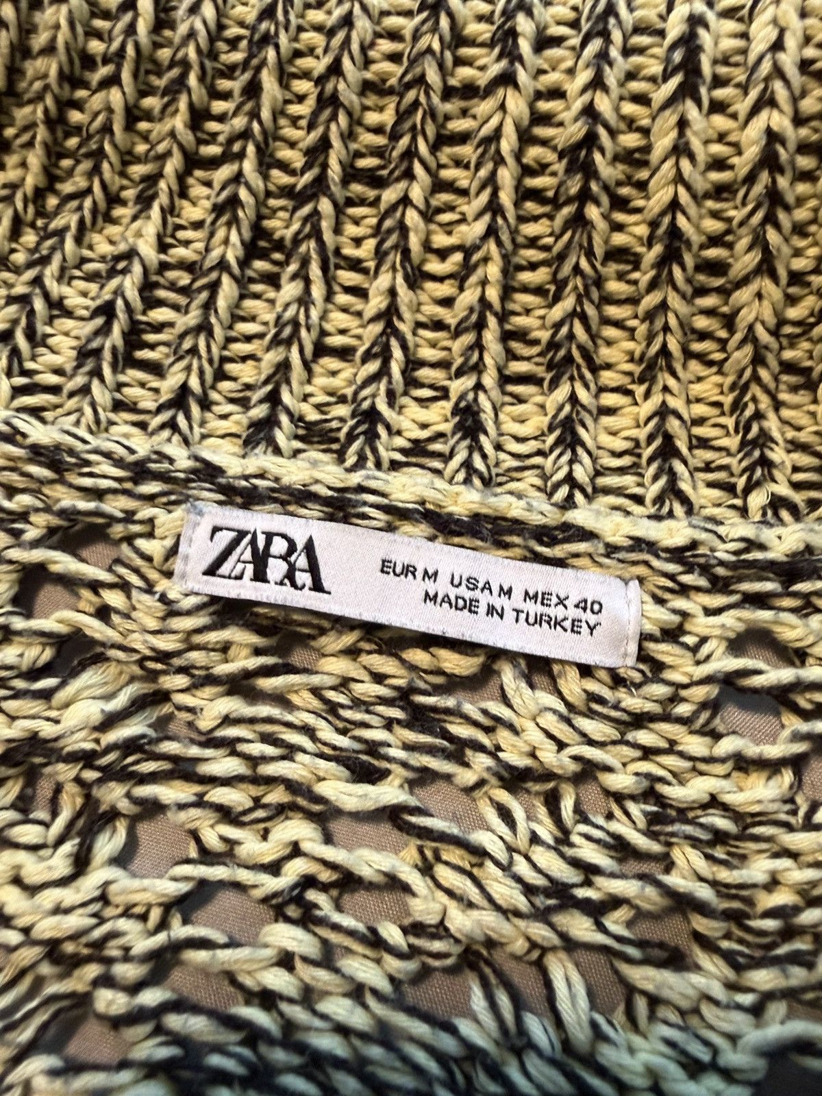 Zara ZARA Green/Black Heavy Knit Tee Size US L / EU 52-54 / 3 - 4 Thumbnail