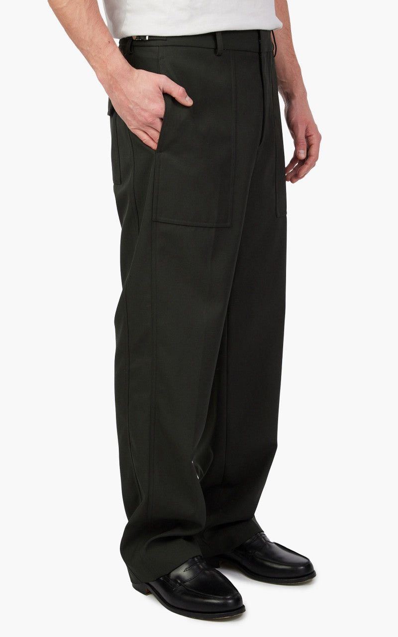 Helmut Lang HELMUT LANG TWILL TROUSERS — BURNT OLIVE / SIZE 34 Size US 34 / EU 50 - 1 Thumbnail