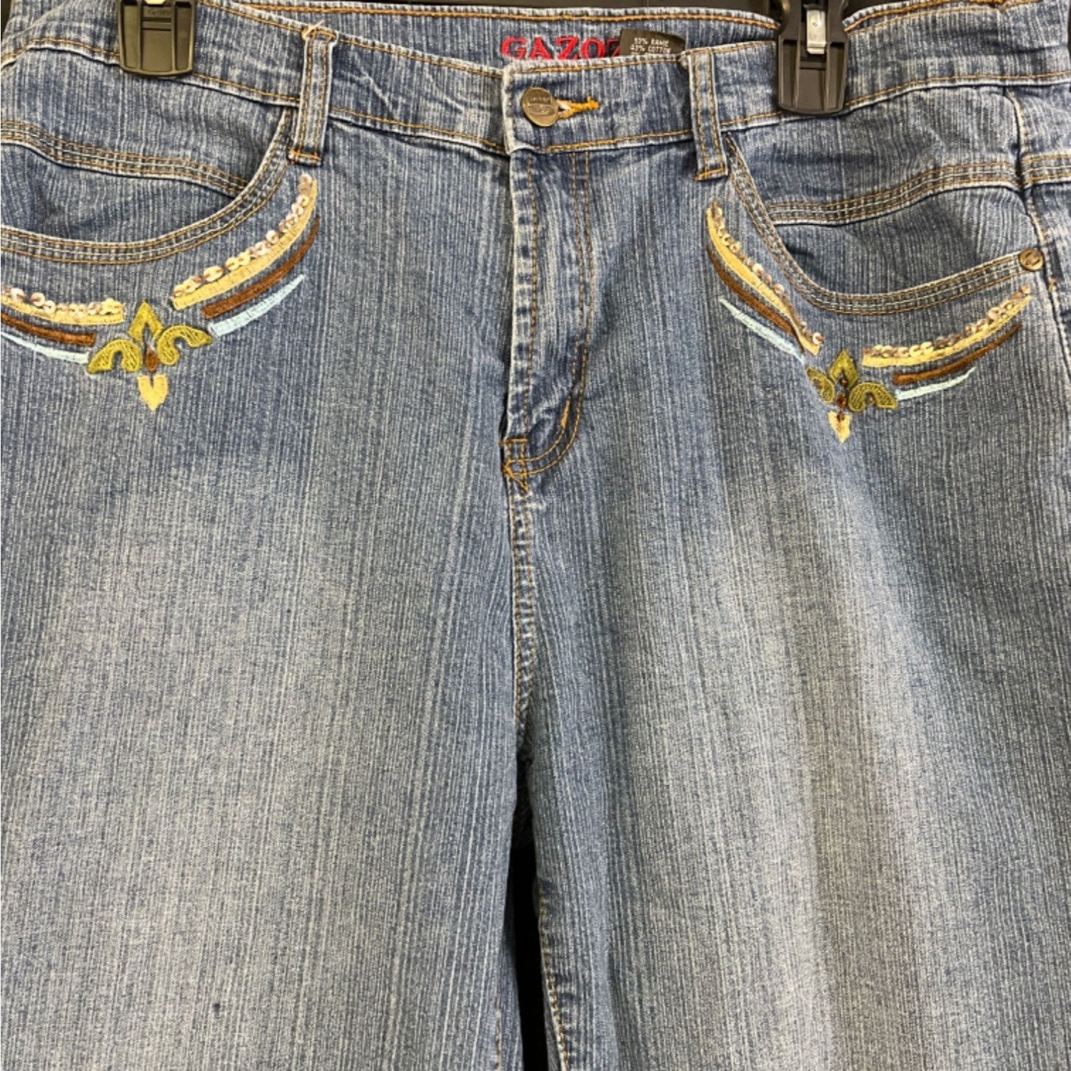 Other Gazoz Women's Blue Embroidered Jeans/Straight Leg Sz 14 SKU Size 36" / US 14 / IT 50 - 2 Thumbnail