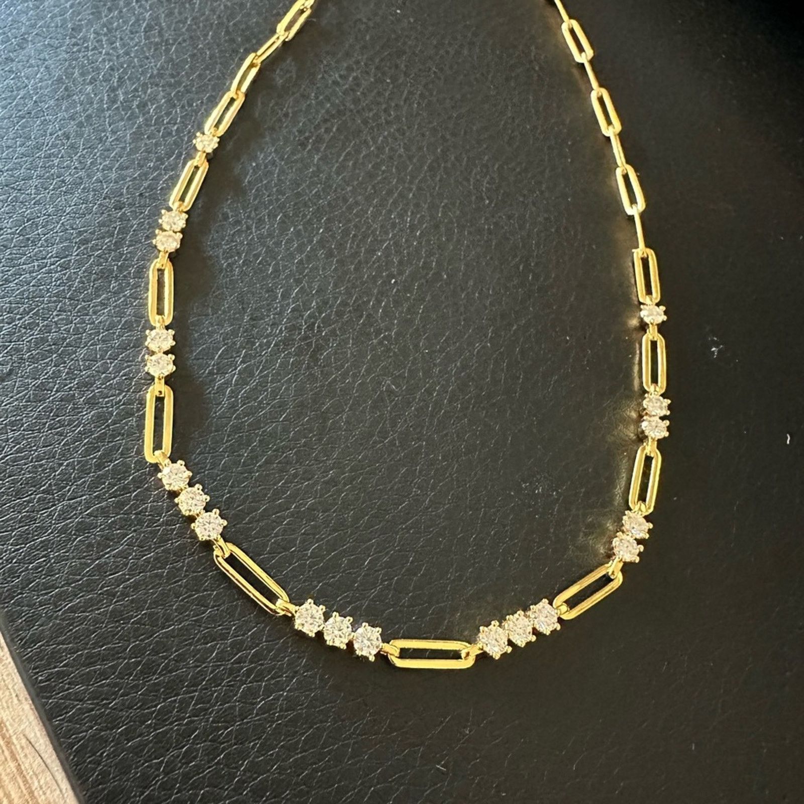 Other 18K Gold Sterling Silver Moissanite Paper clip Necklace $240 Size ONE SIZE - 4 Thumbnail