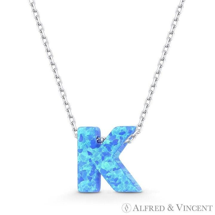 Other Blue Lab Opal Initial "K" Pendant Anchor Chain Necklace Size ONE SIZE - 1 Preview