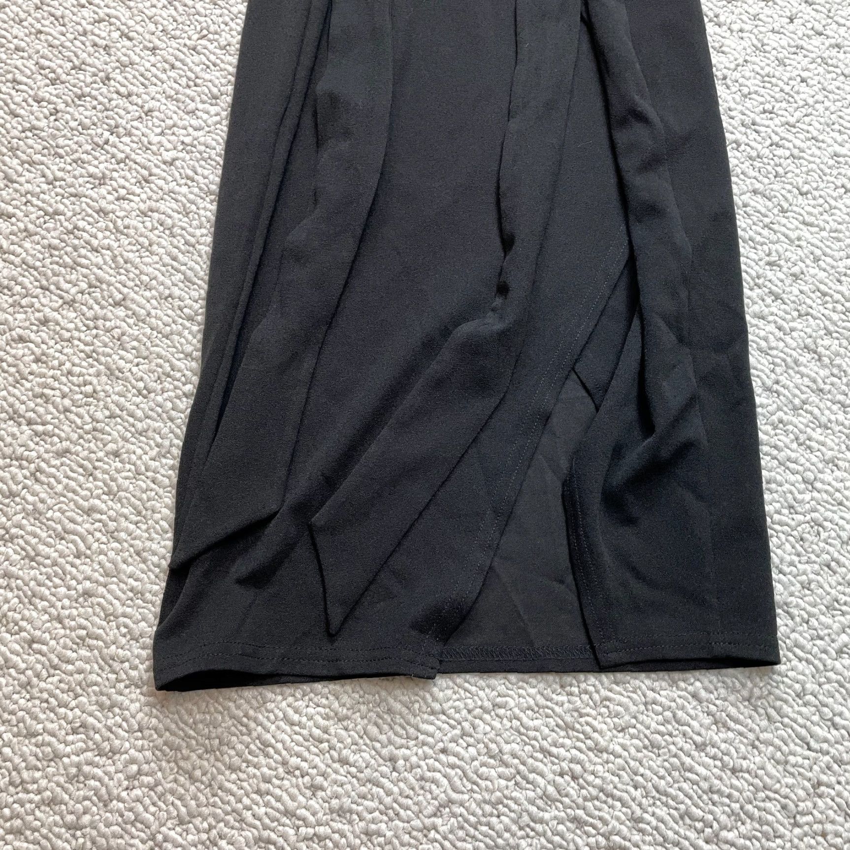 Boohoo VINTAGE Boohoo Dress Womens 6 Black Short Sleeve Midi Polyester Belted Tie Waist A-Line Dress Size 28" / US 6 / IT 42 - 4 Thumbnail