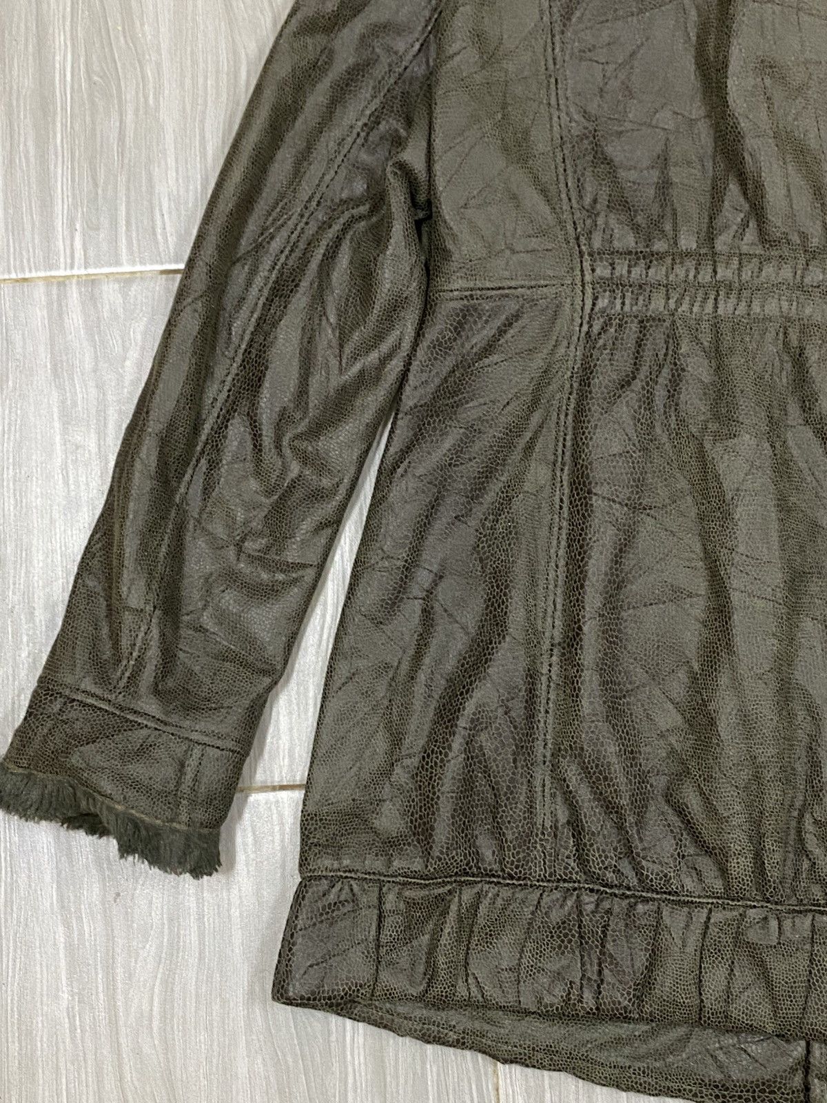 Japanese Brand Arte Soie Olive Shearling Leather Jacket – Japanese Vintage Size M / US 6-8 / IT 42-44 - 7 Thumbnail