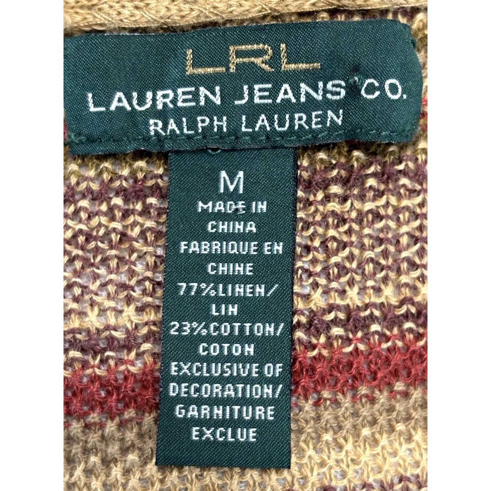 Ralph Lauren Ralph Lauren Jeans Co Cardigan Sweater Women’s M Linen Blend Multicolor Aztec Southwestern Knit Striped Boho Modern Size M / US 6-8 / IT 42-44 - 8 Thumbnail